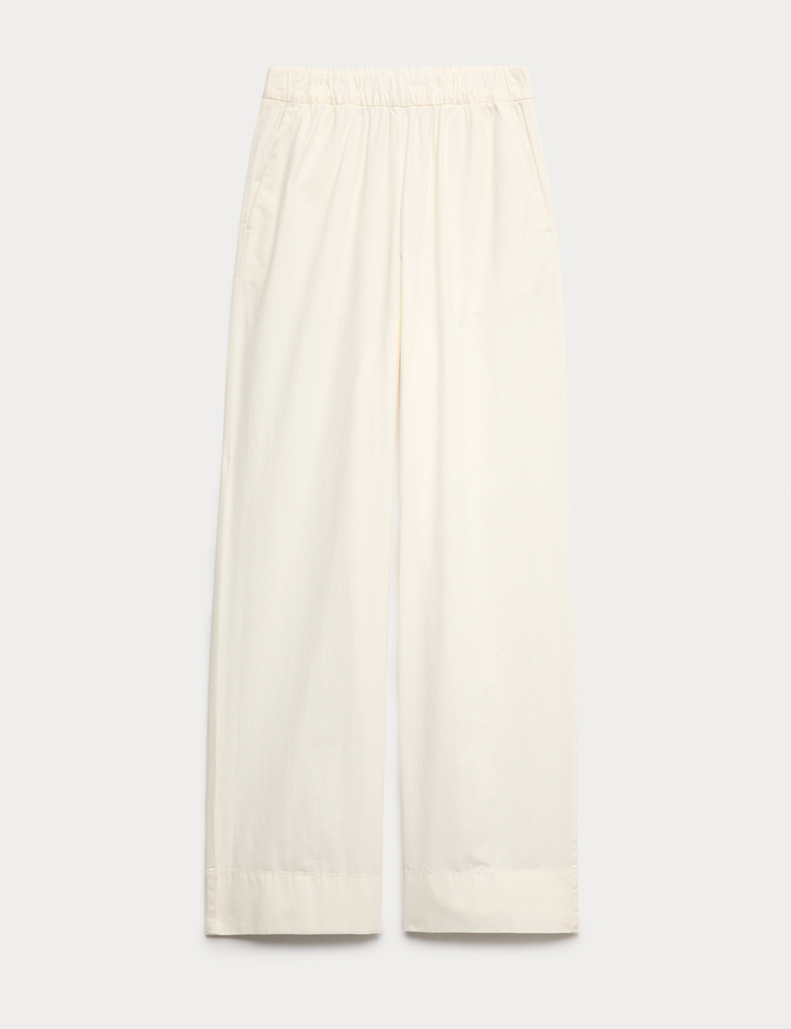 Pure Cotton Poplin Pull On Straight Leg Trousers