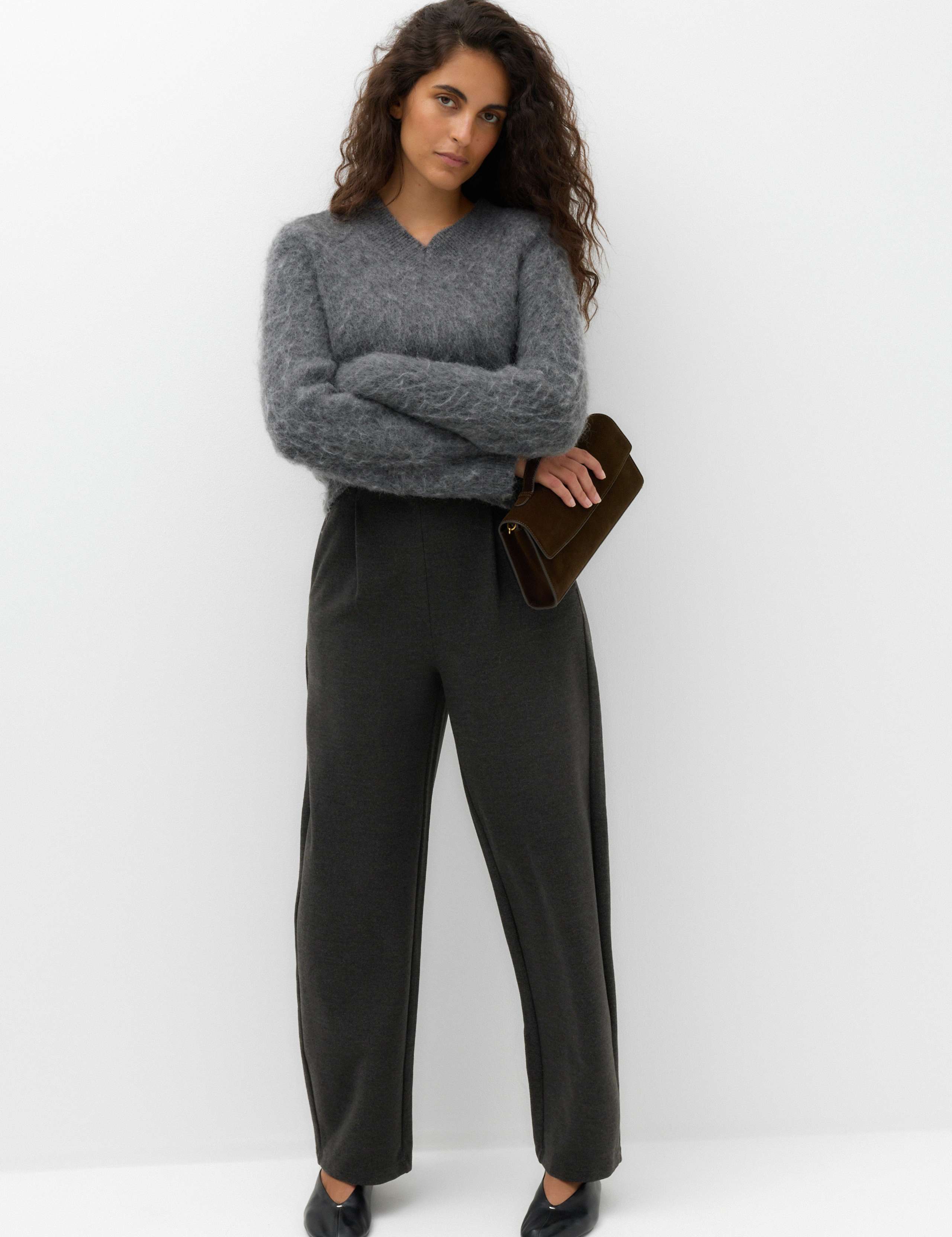 Pleated Barrel Leg Trouser