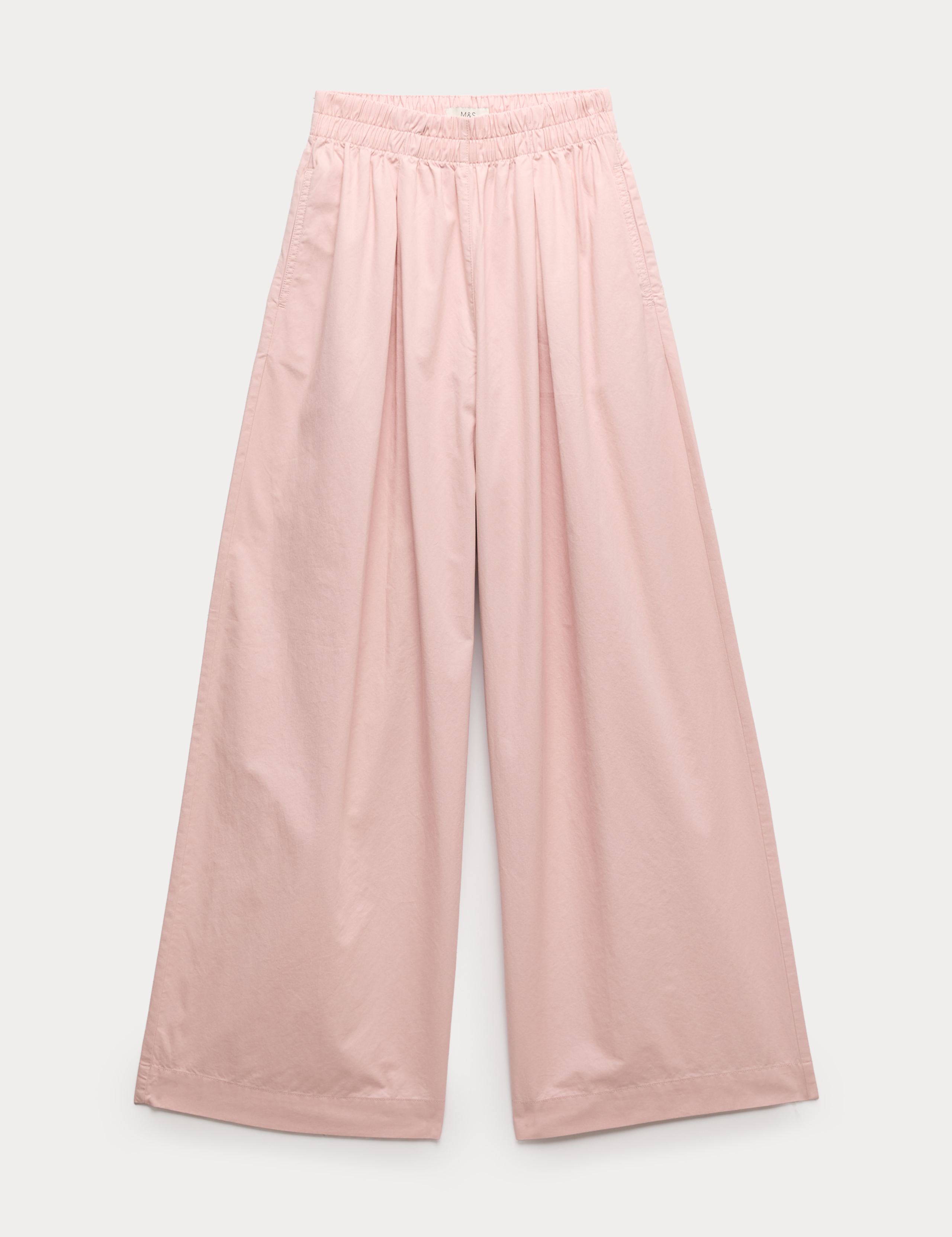 Pure Cotton Poplin Pull On Super Wide Leg Trousers