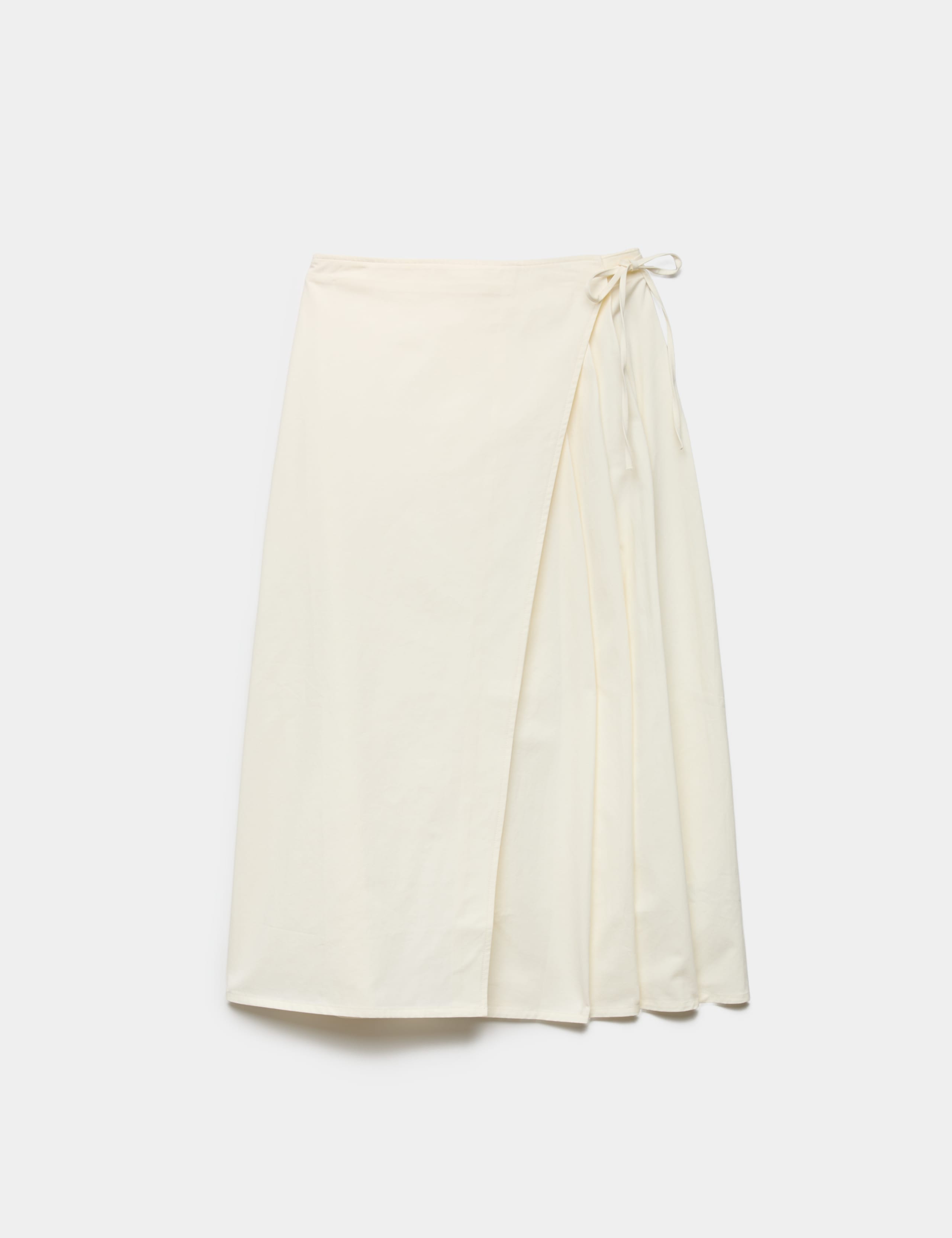 Pure Cotton Wrap Tie Side Midi Skirt