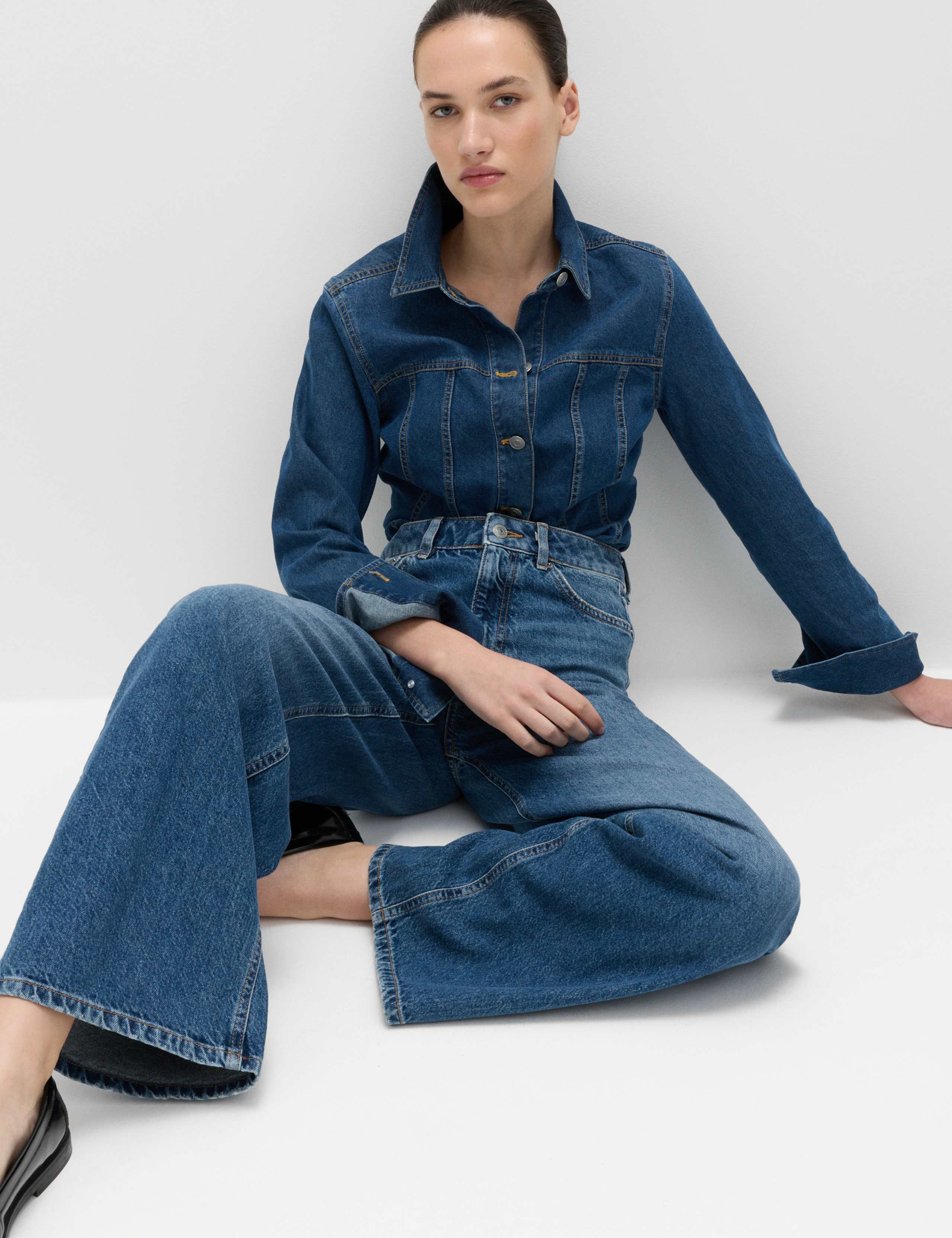 High Waisted Rigid Wide Leg Jeans