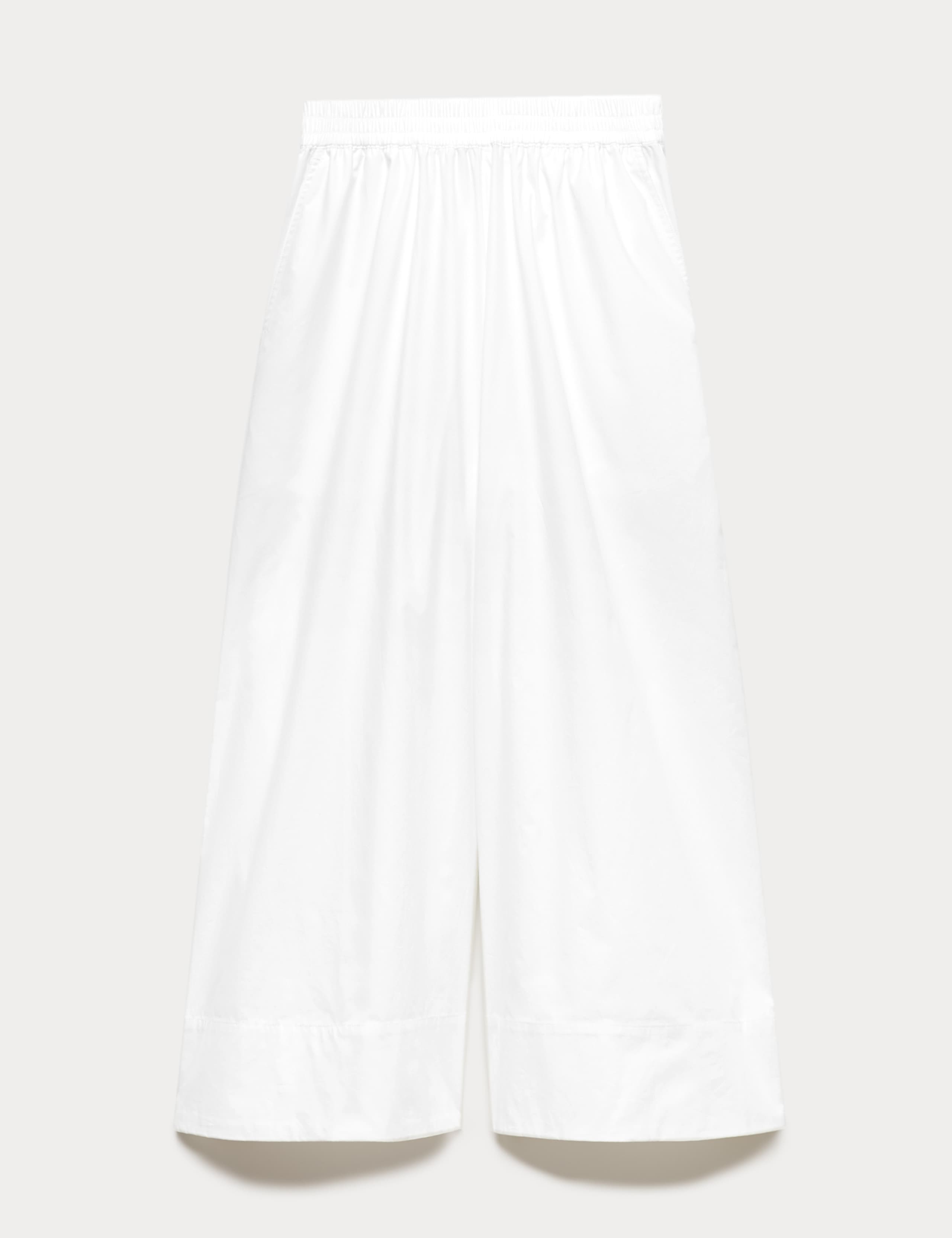 Pure Cotton Cropped Palazzo Trousers