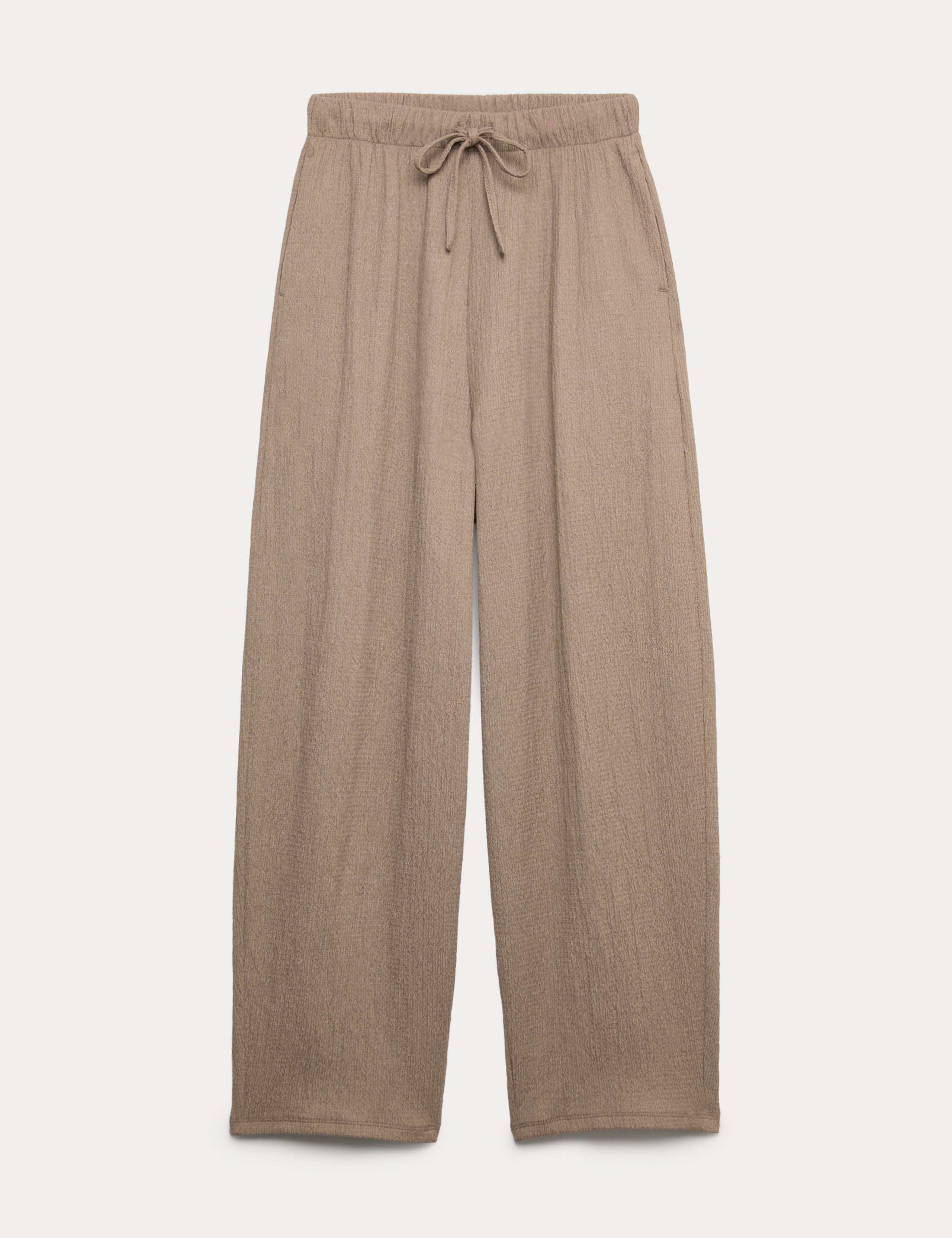 Textured Elasticated Waist Carrot Leg Trousers