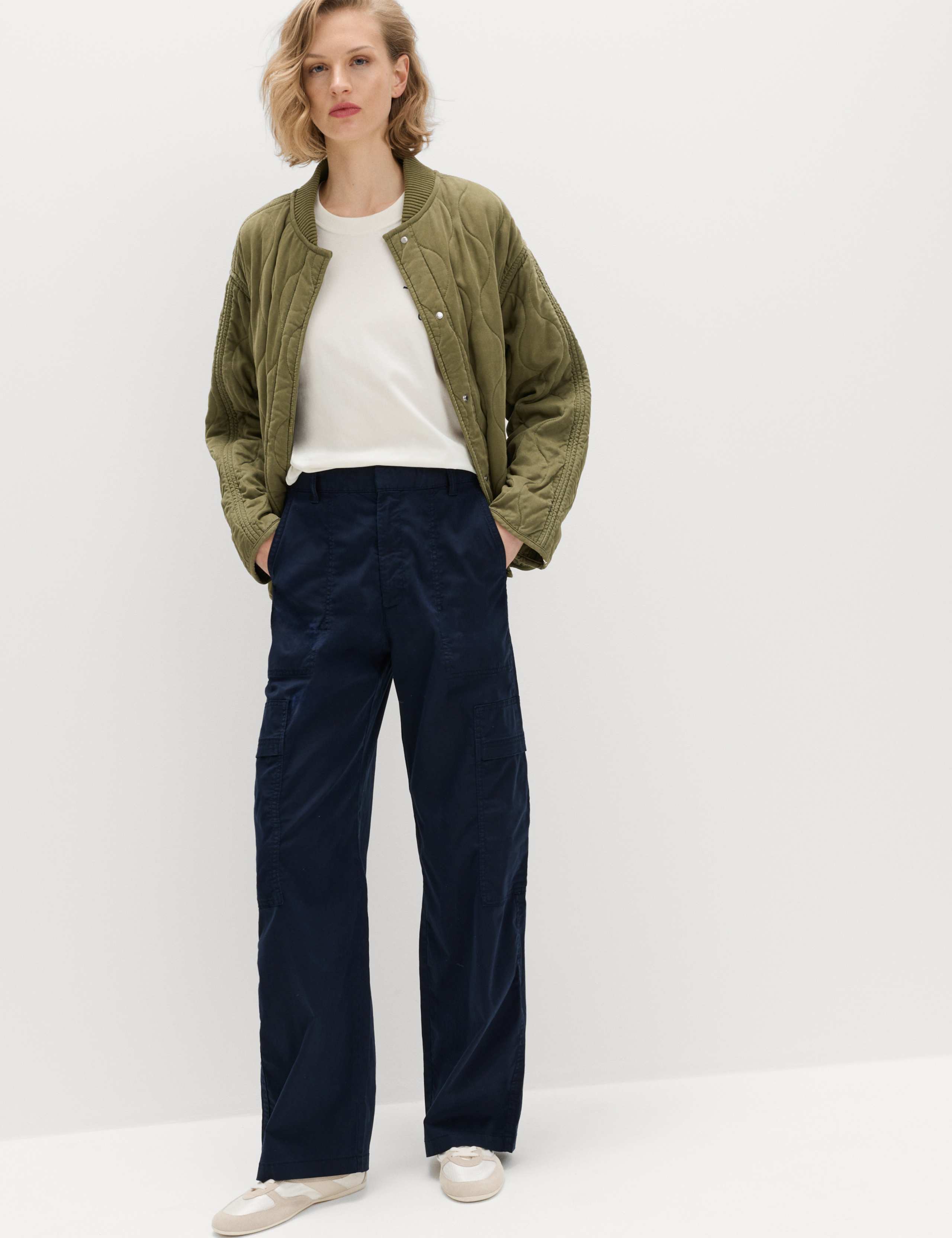 Lyocell Rich Cargo Wide Leg Trousers