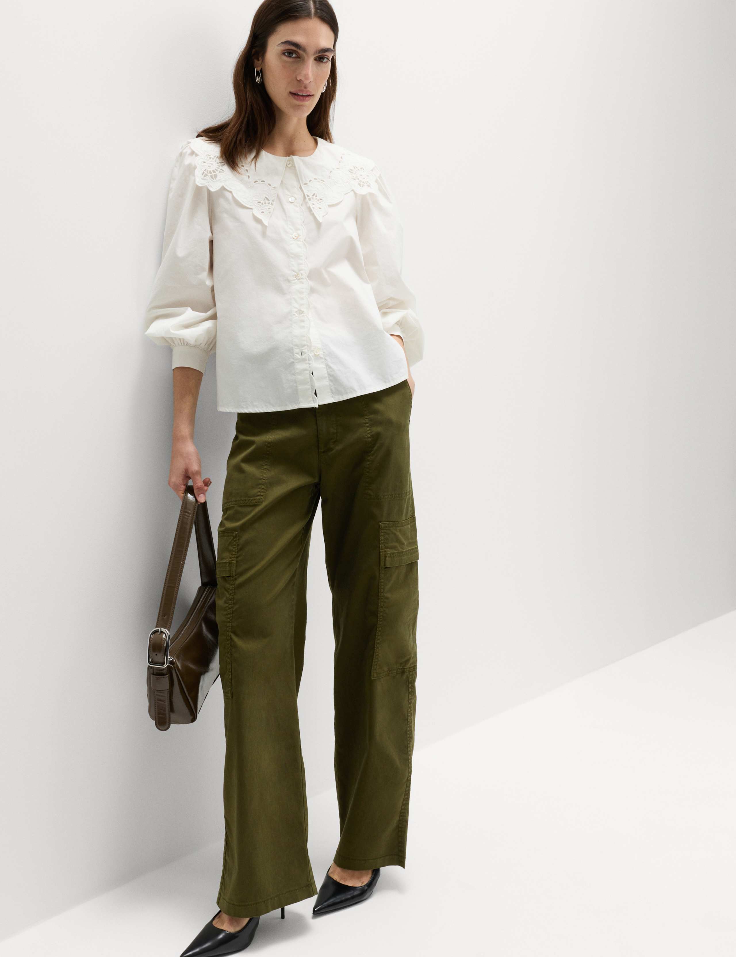 Lyocell Rich Cargo Wide Leg Trousers