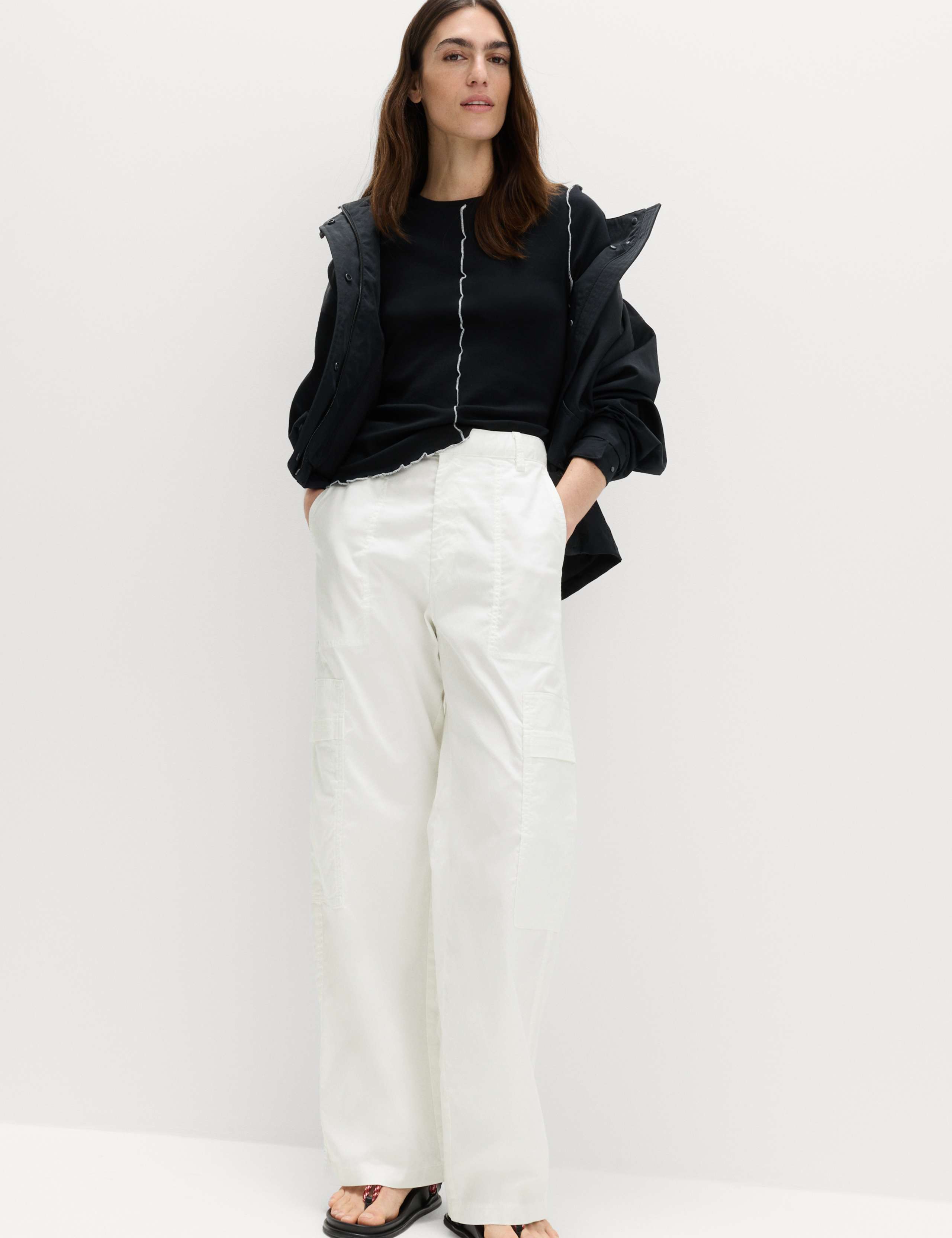 Lyocell Rich Cargo Wide Leg Trousers