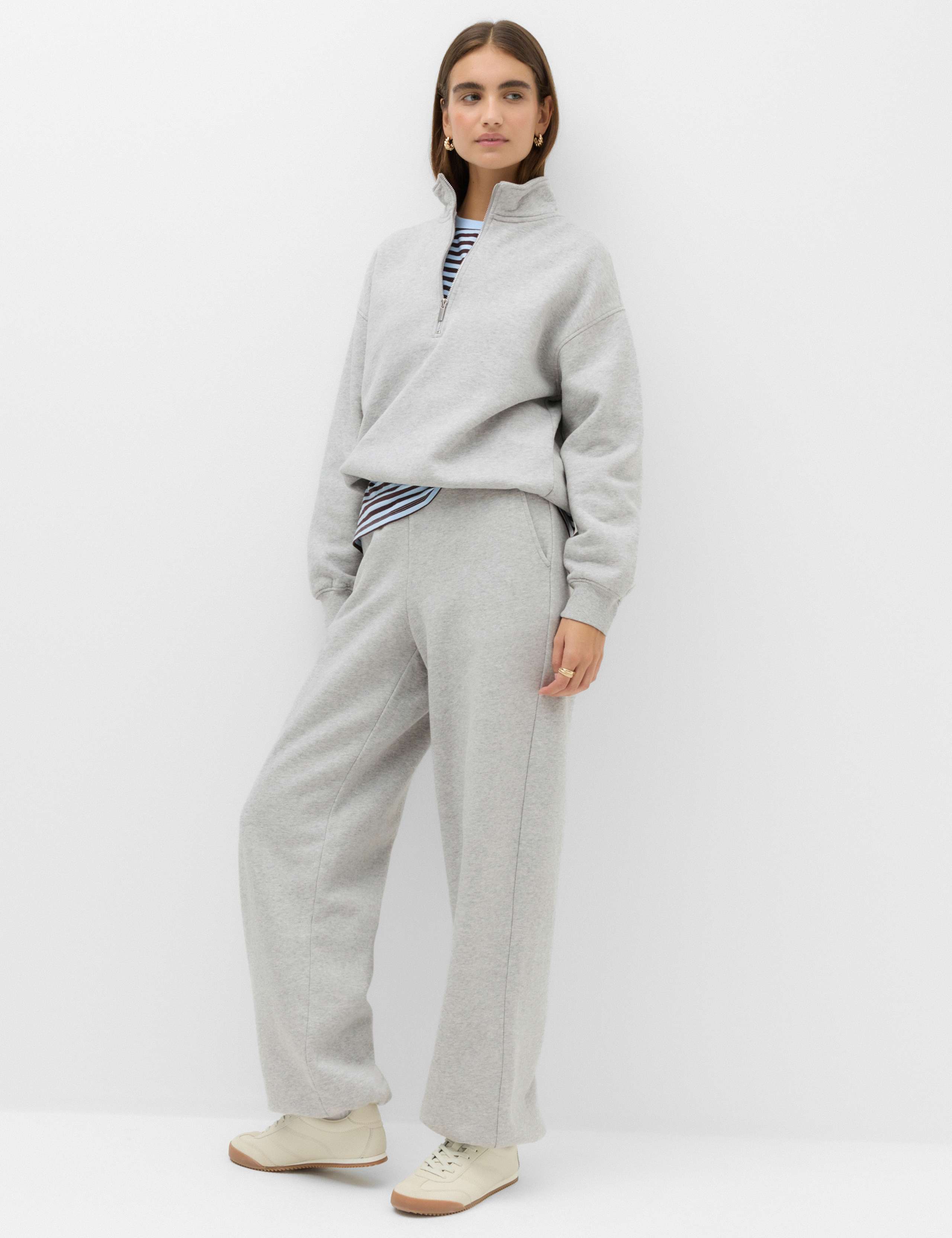 Pure Cotton Patch Pocket Wide Leg Joggers