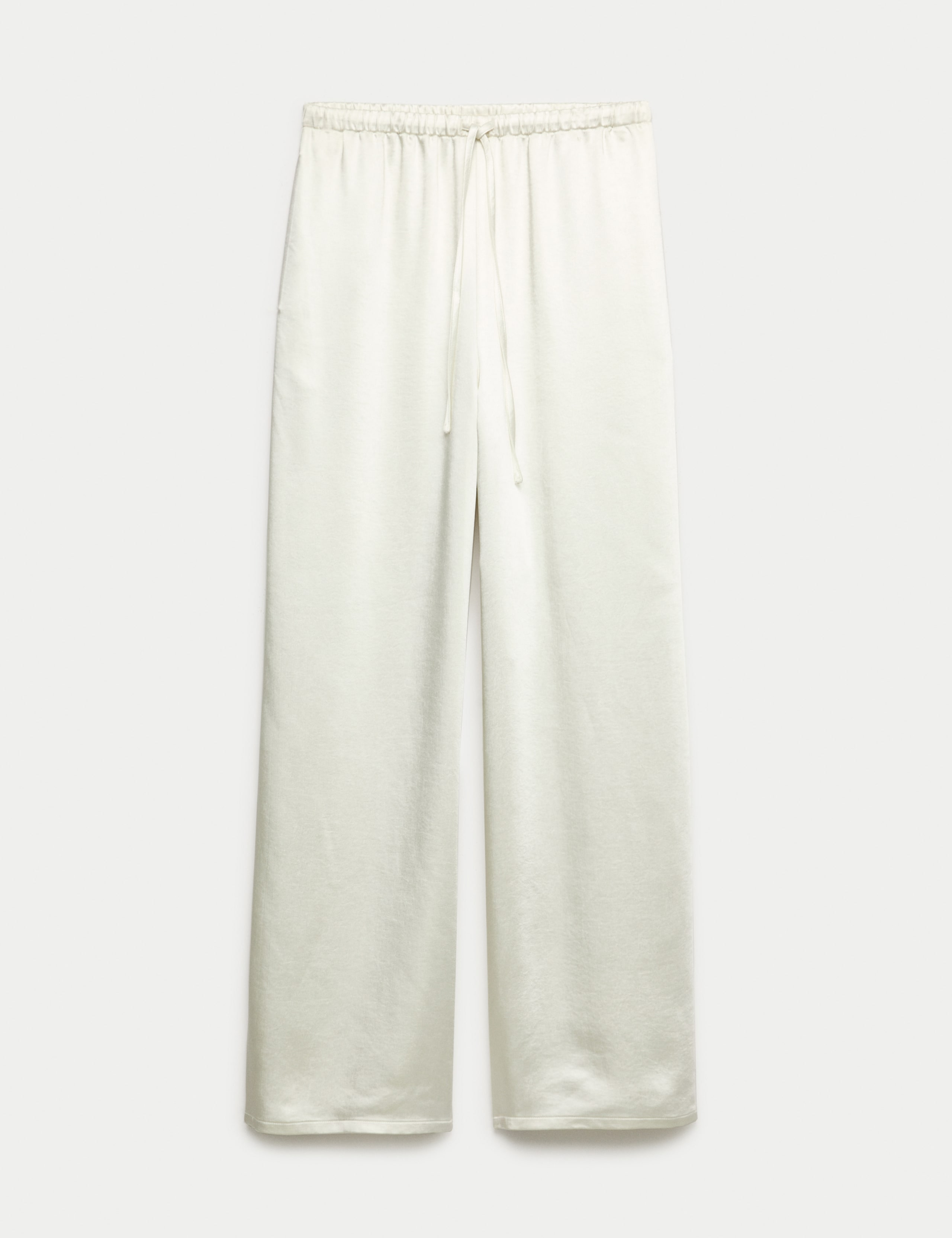 Satin Drawstring Wide Leg Trousers