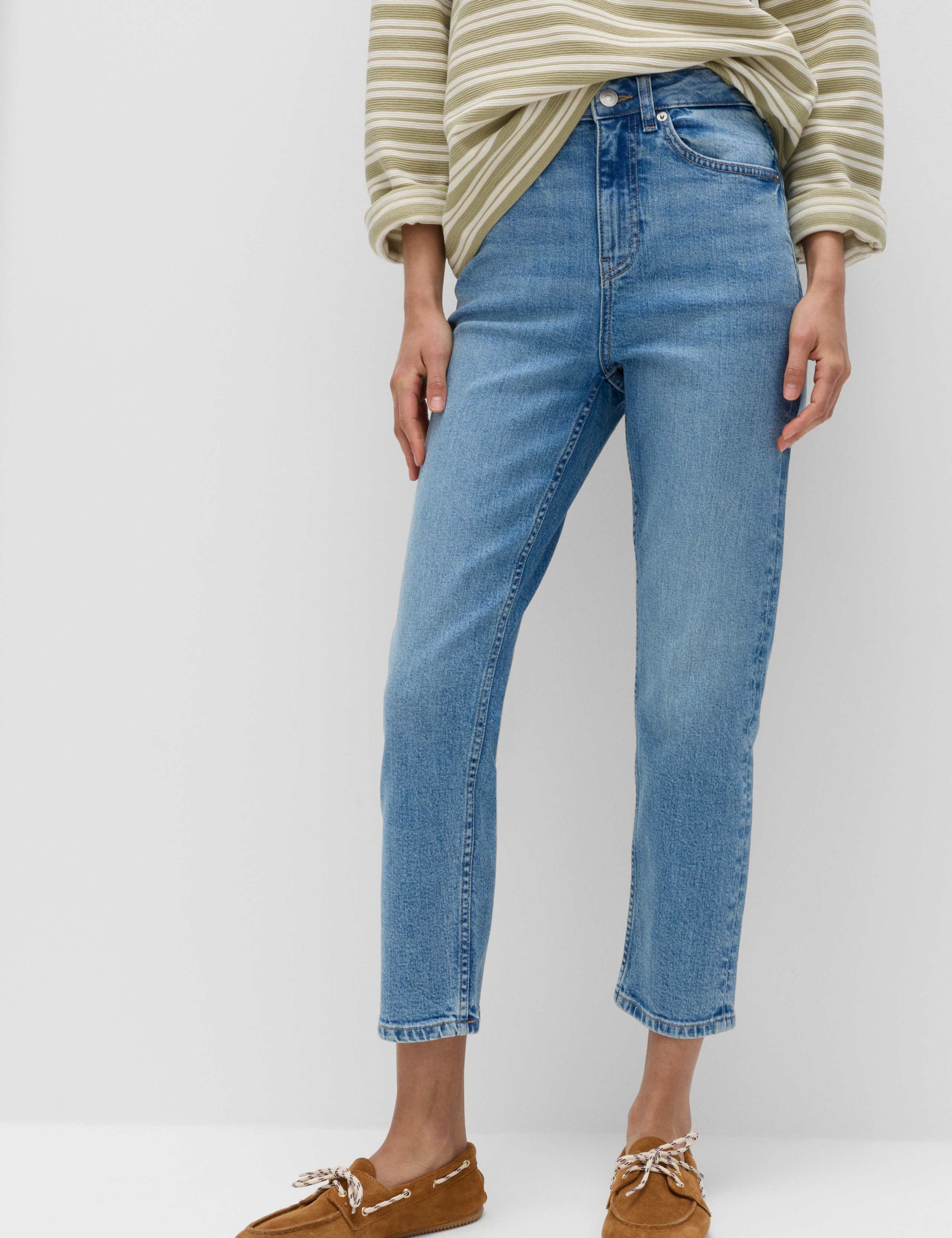 High Waisted Cropped Slim Fit Jeans