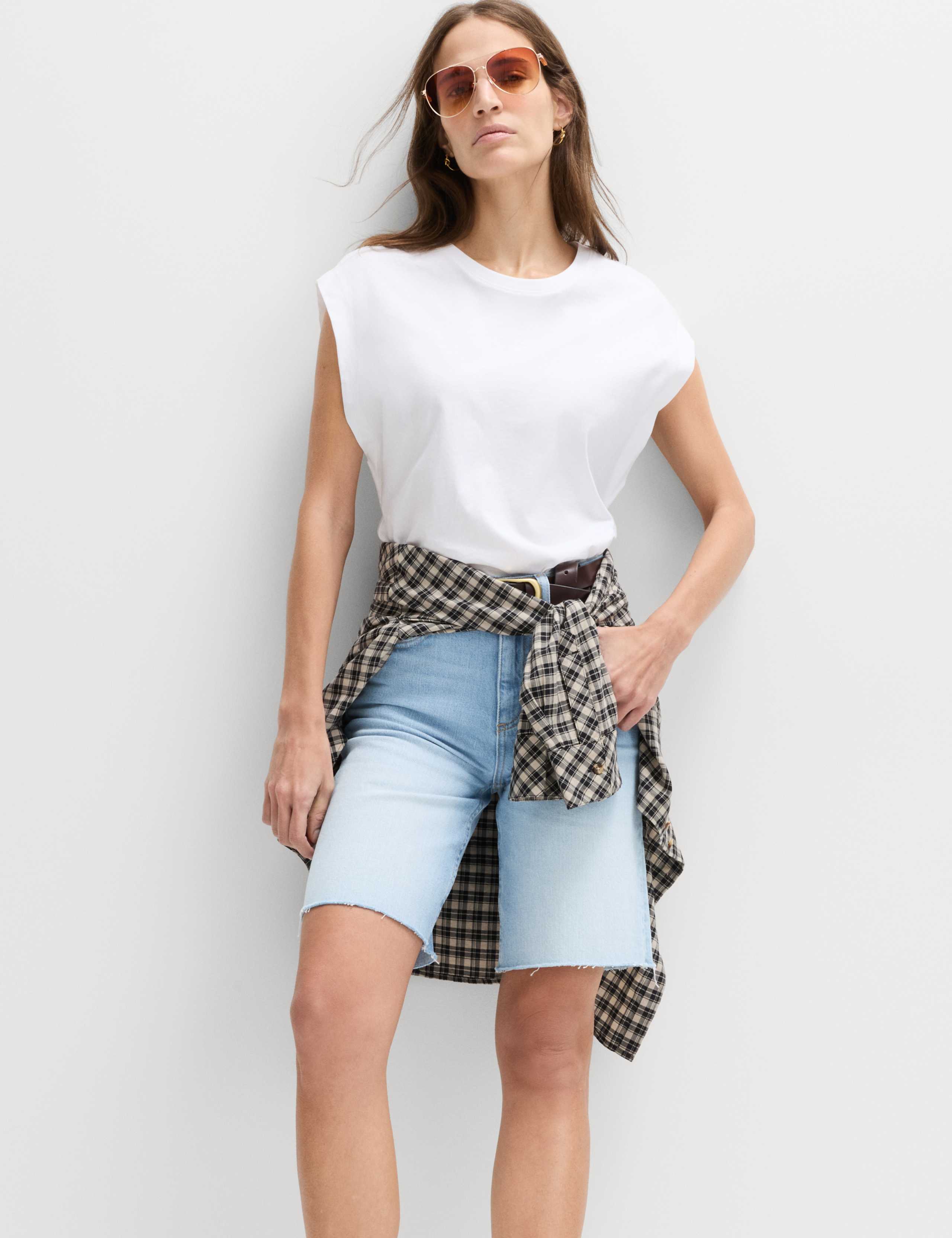 Pure Cotton High Waisted Bermuda Short