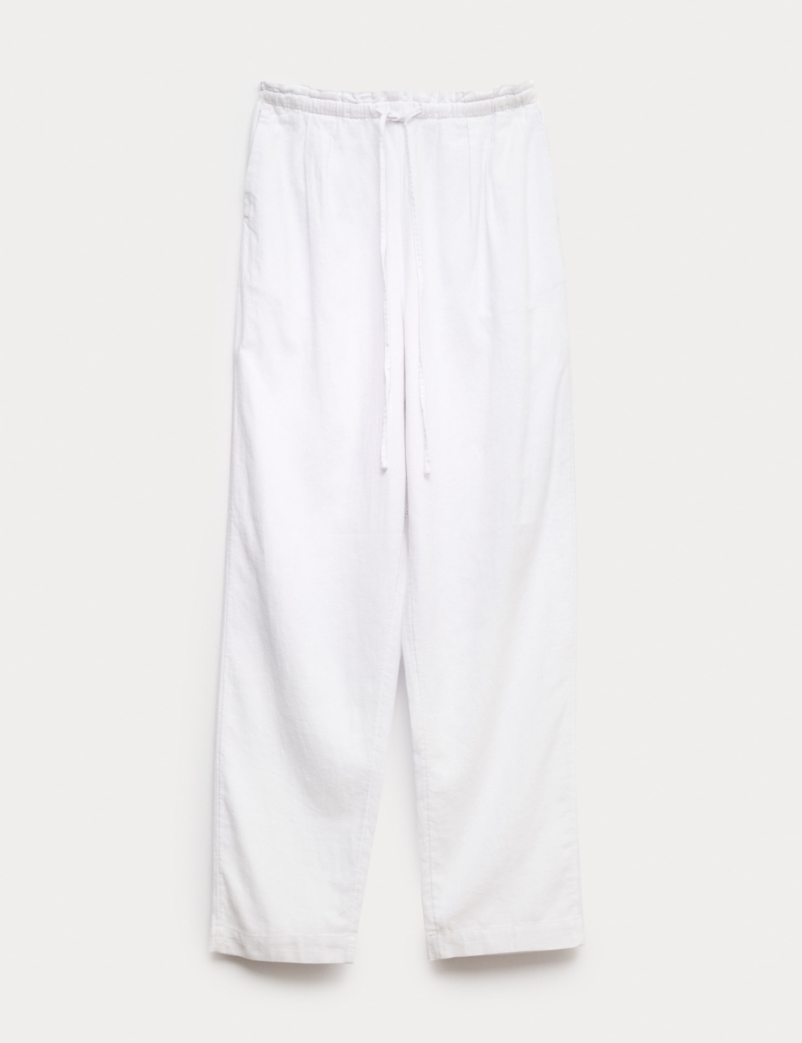 Linen Rich Elasticated Waist Tapered Trousers