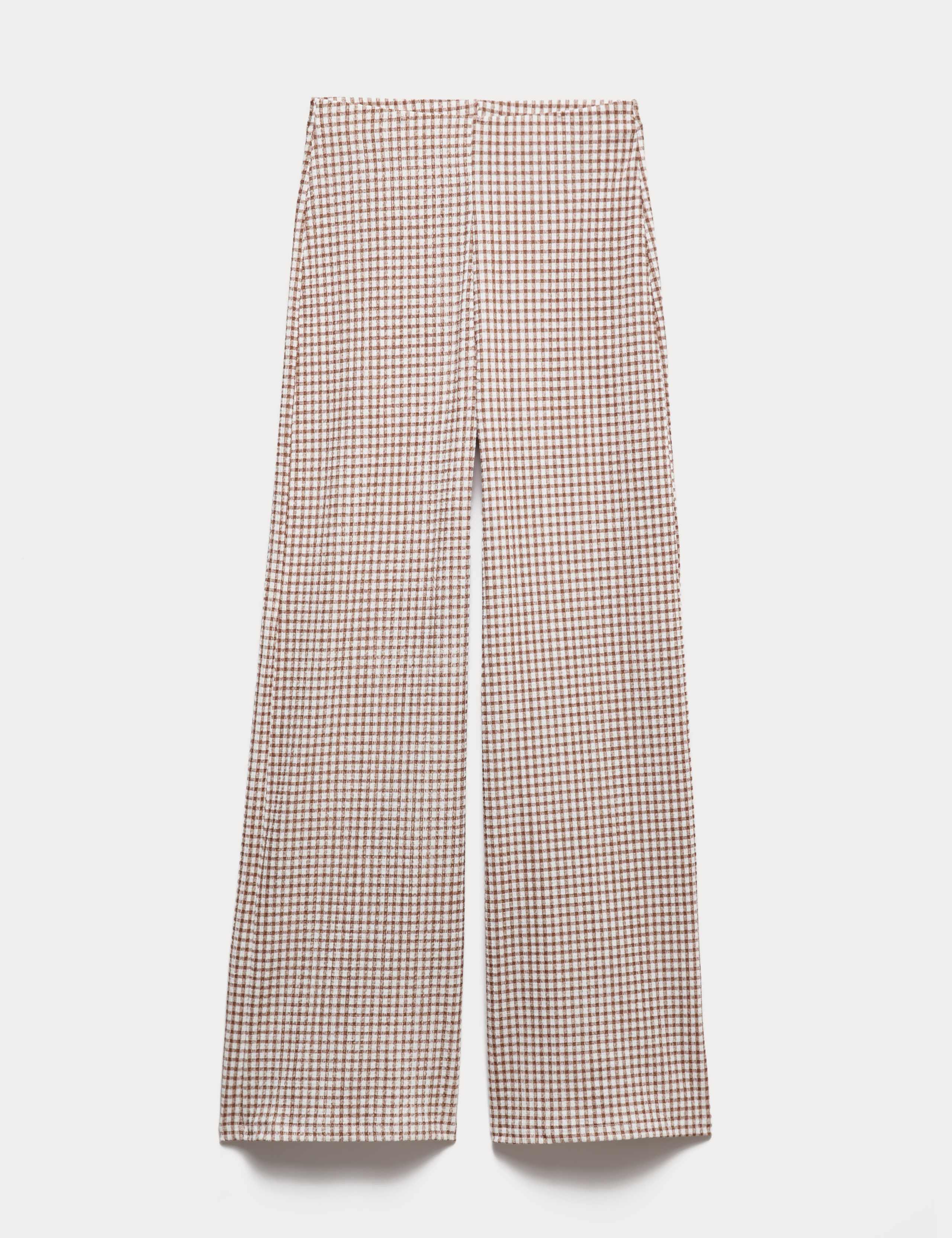 Gingham Elasticated Waist Wide Leg Trousers