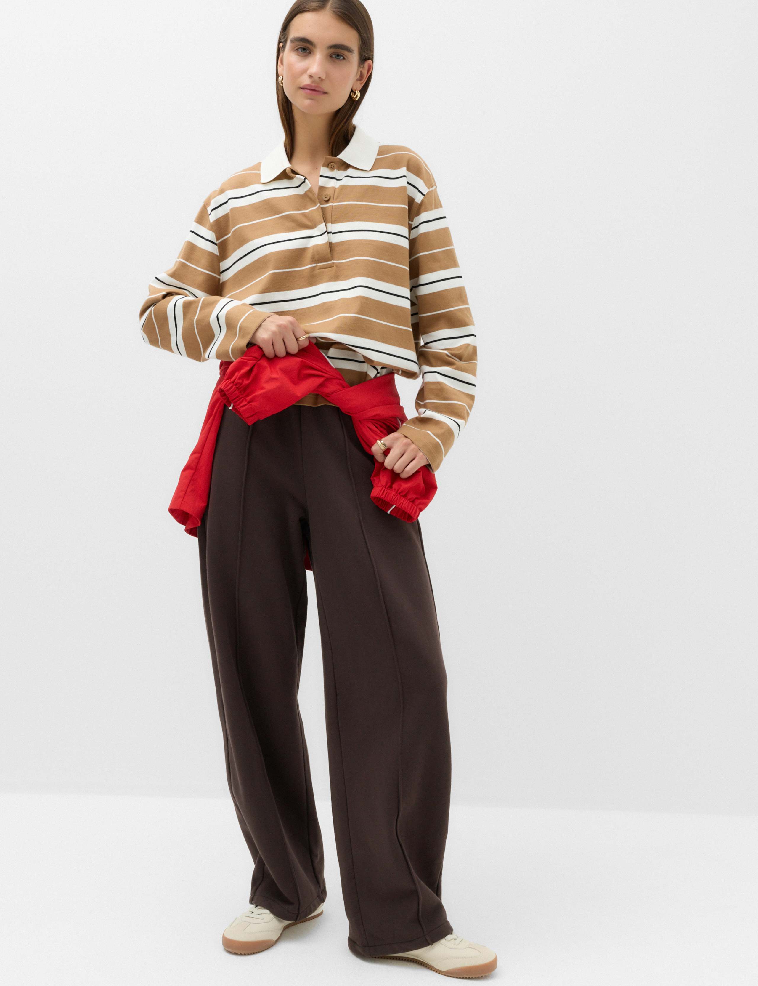 Pure Cotton Pintuck Barrel Leg Joggers