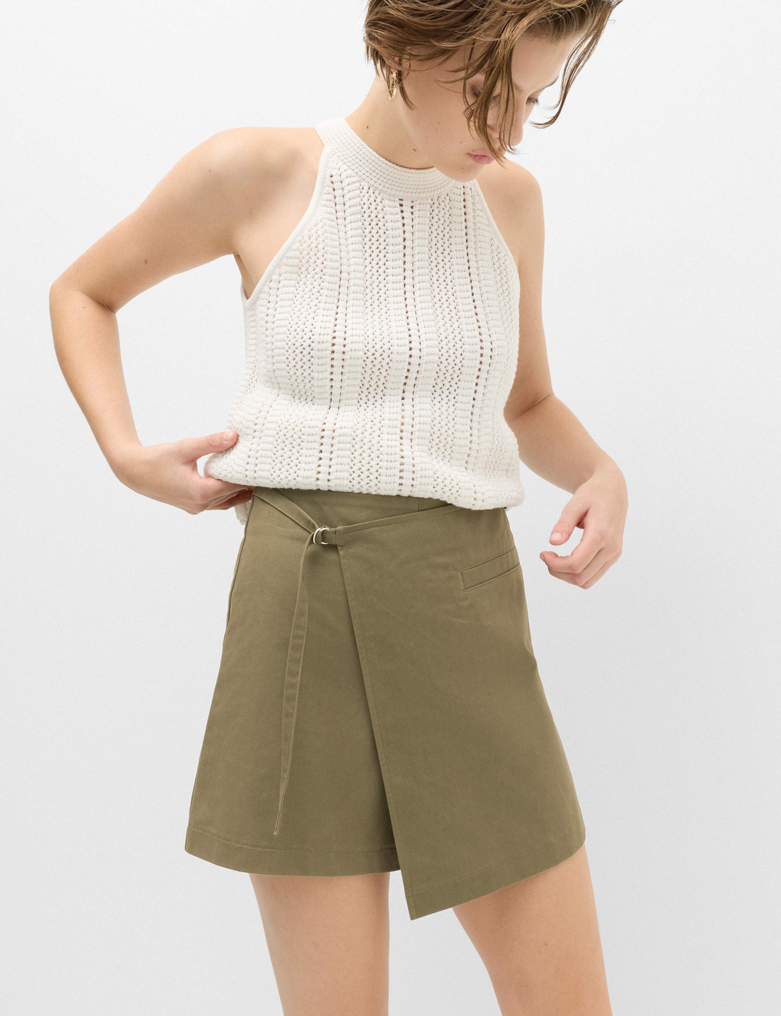 Cotton Rich Utility Wrap Skort