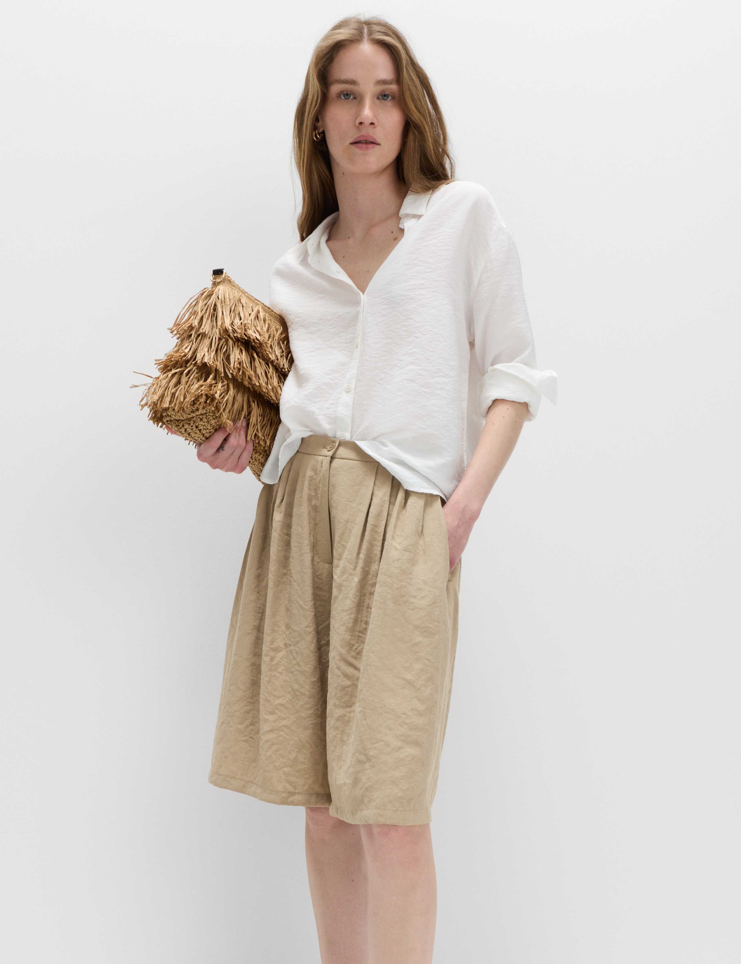 Pleated Longline Shorts