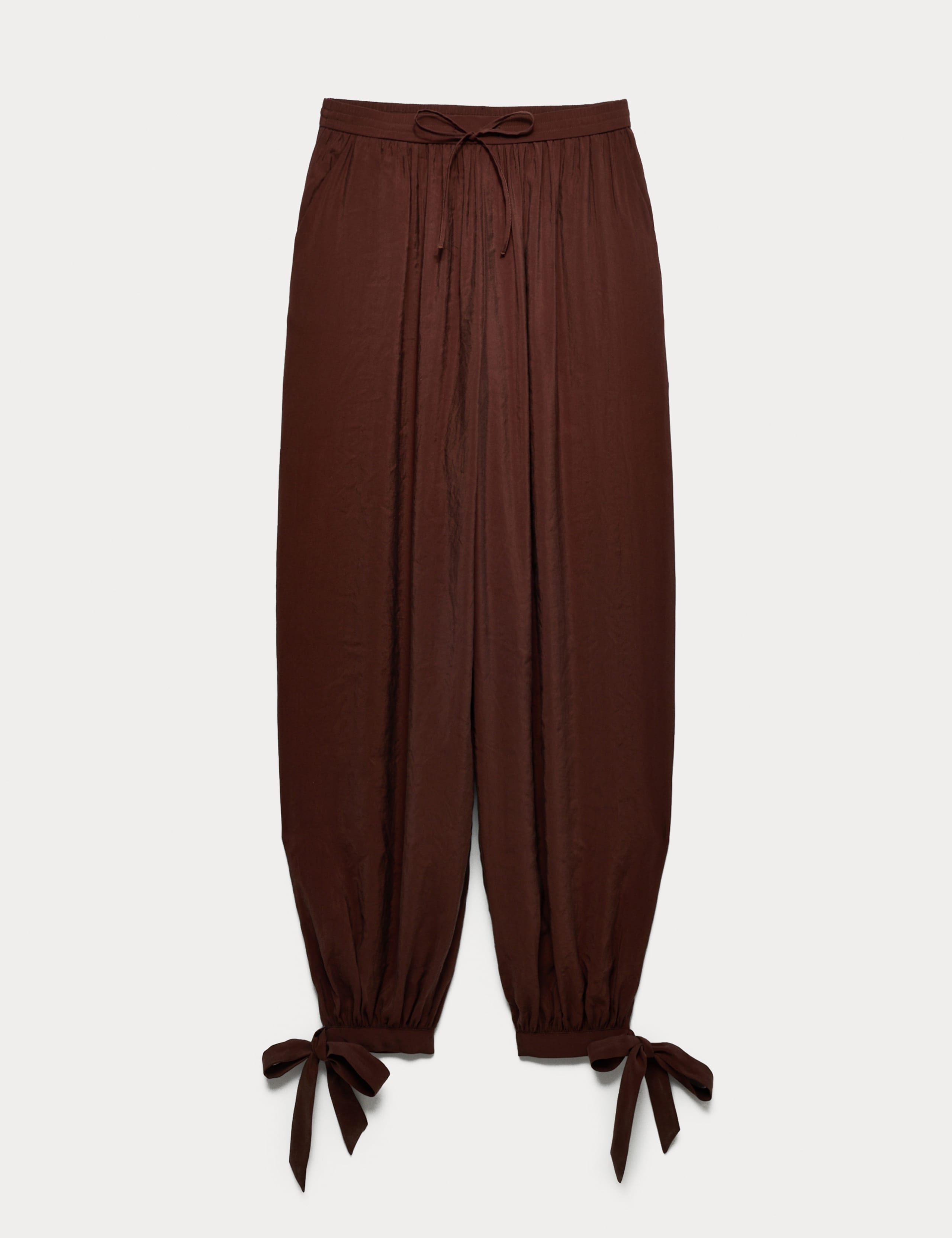 Tie Hem Drawstring Balloon Trousers