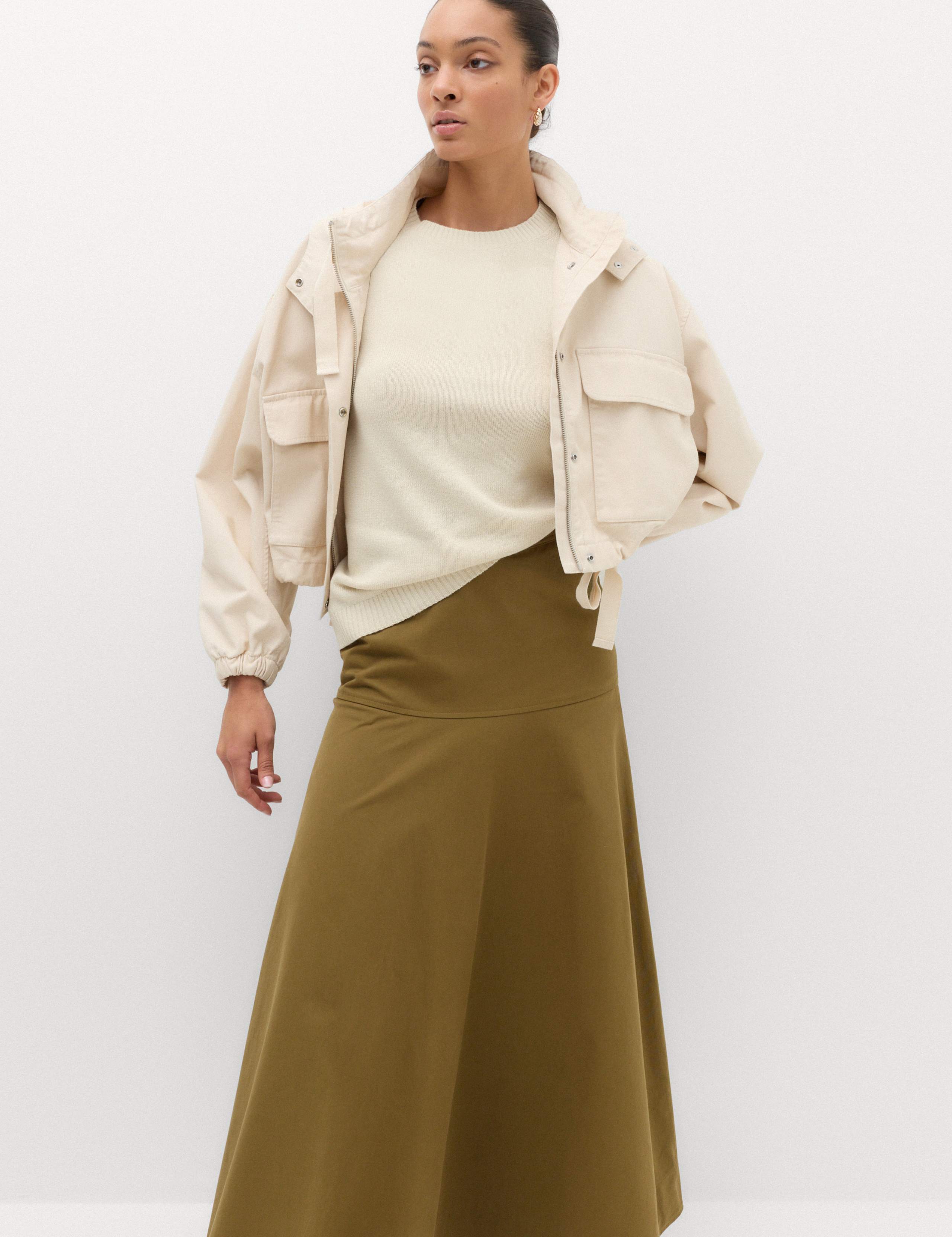 Pure Cotton Maxi Drop Waist Skirt