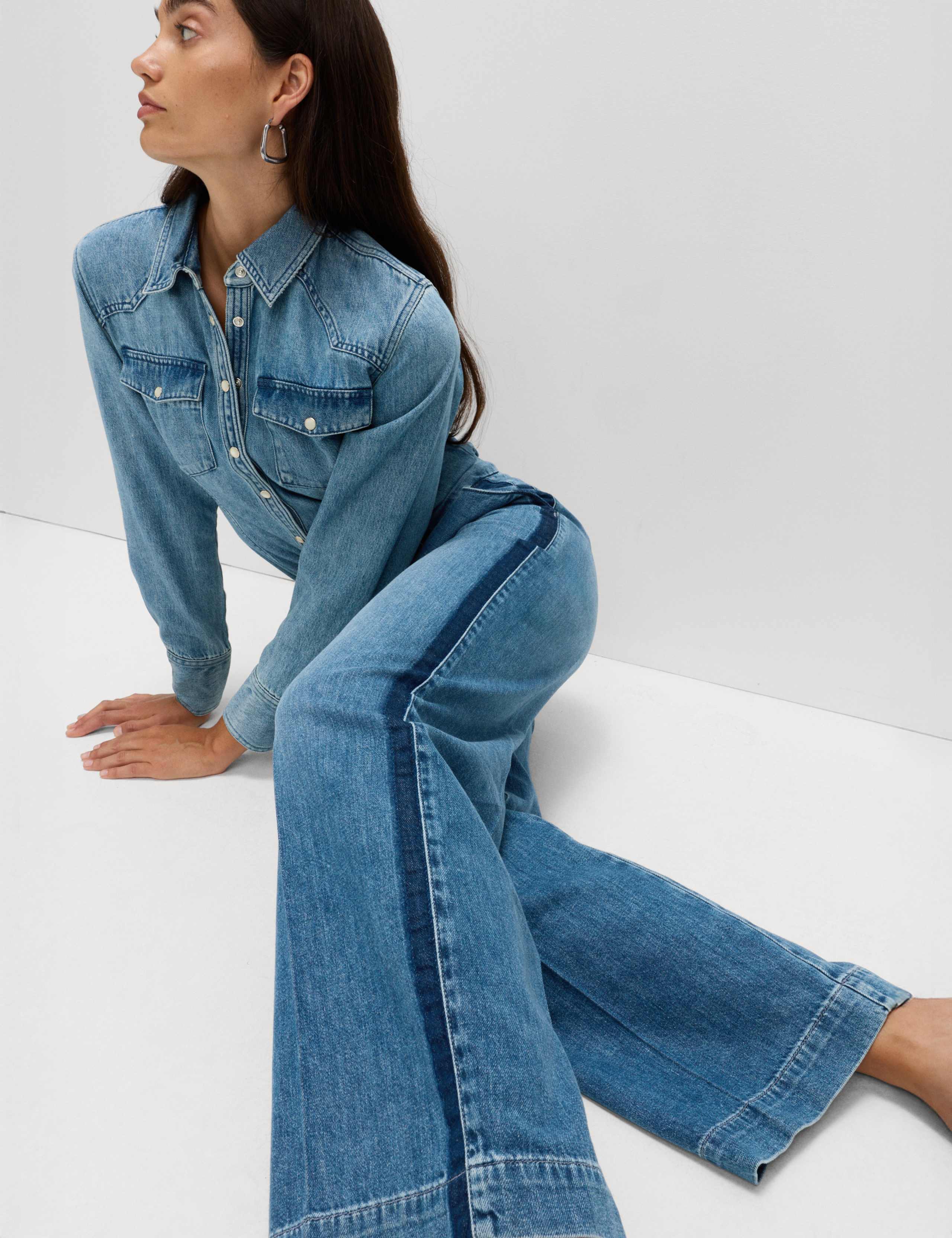 Wide Leg Denim Trouser