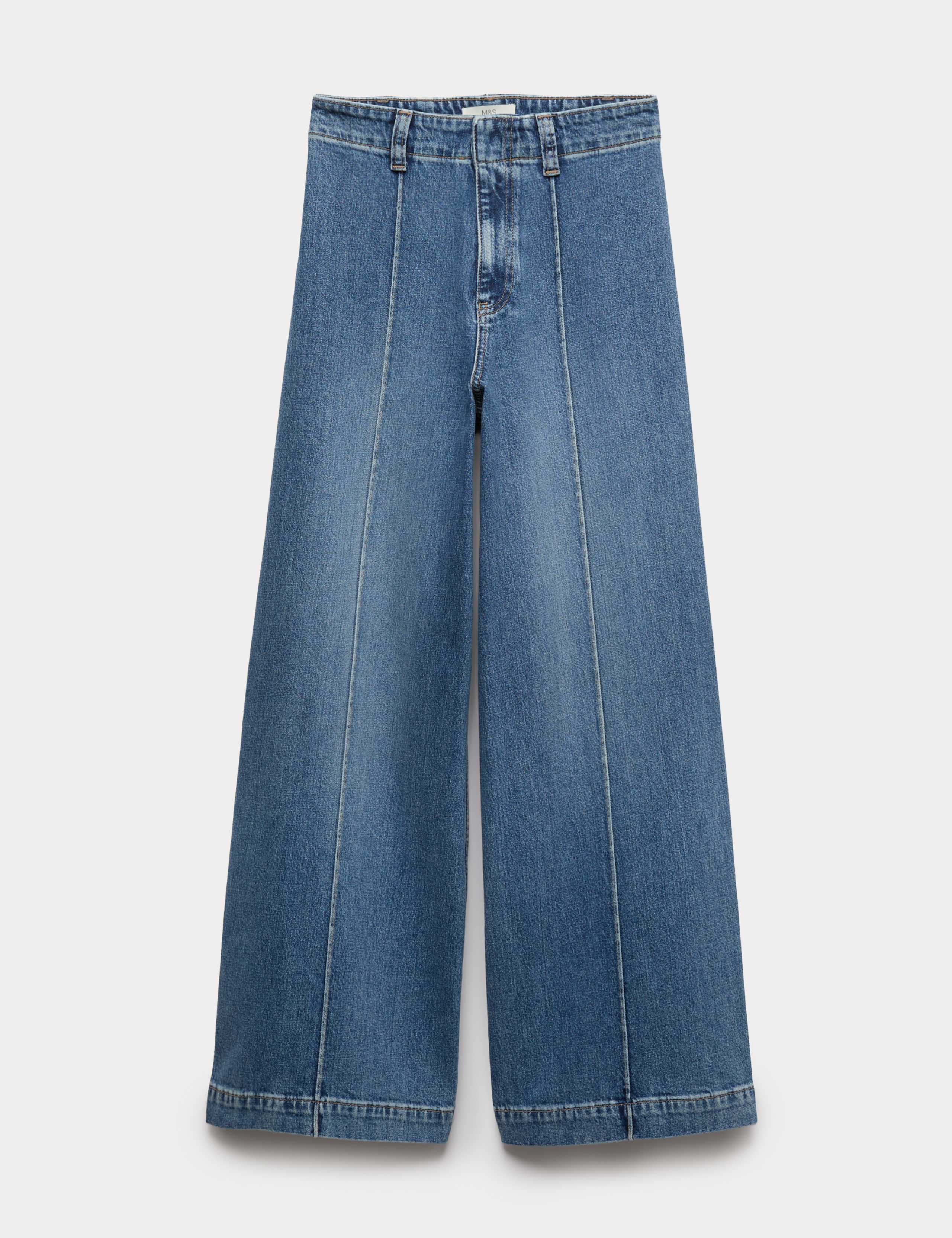 Pintuck Wide Leg Ankle Grazer Jeans