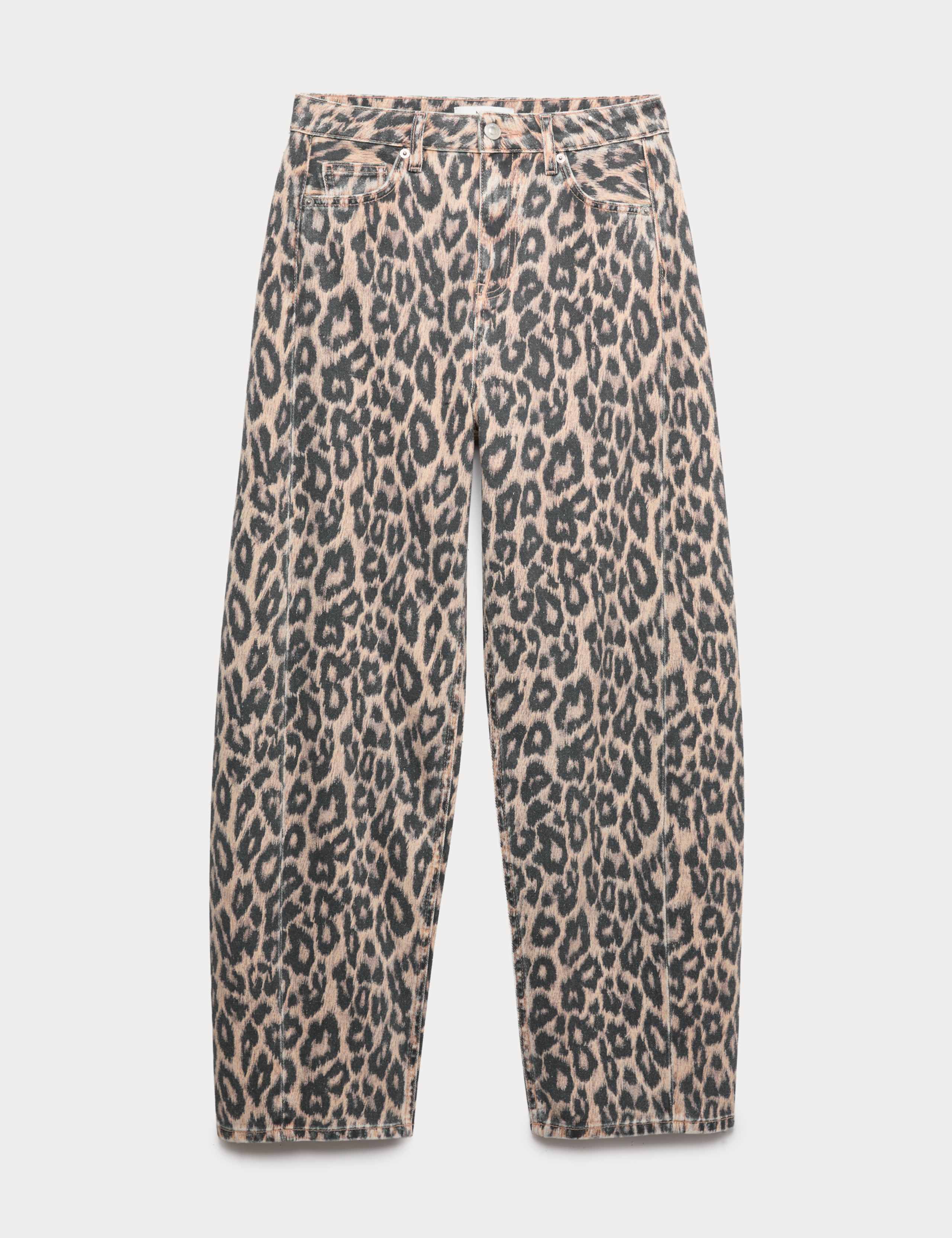 Mid Rise Animal Barrel Jeans