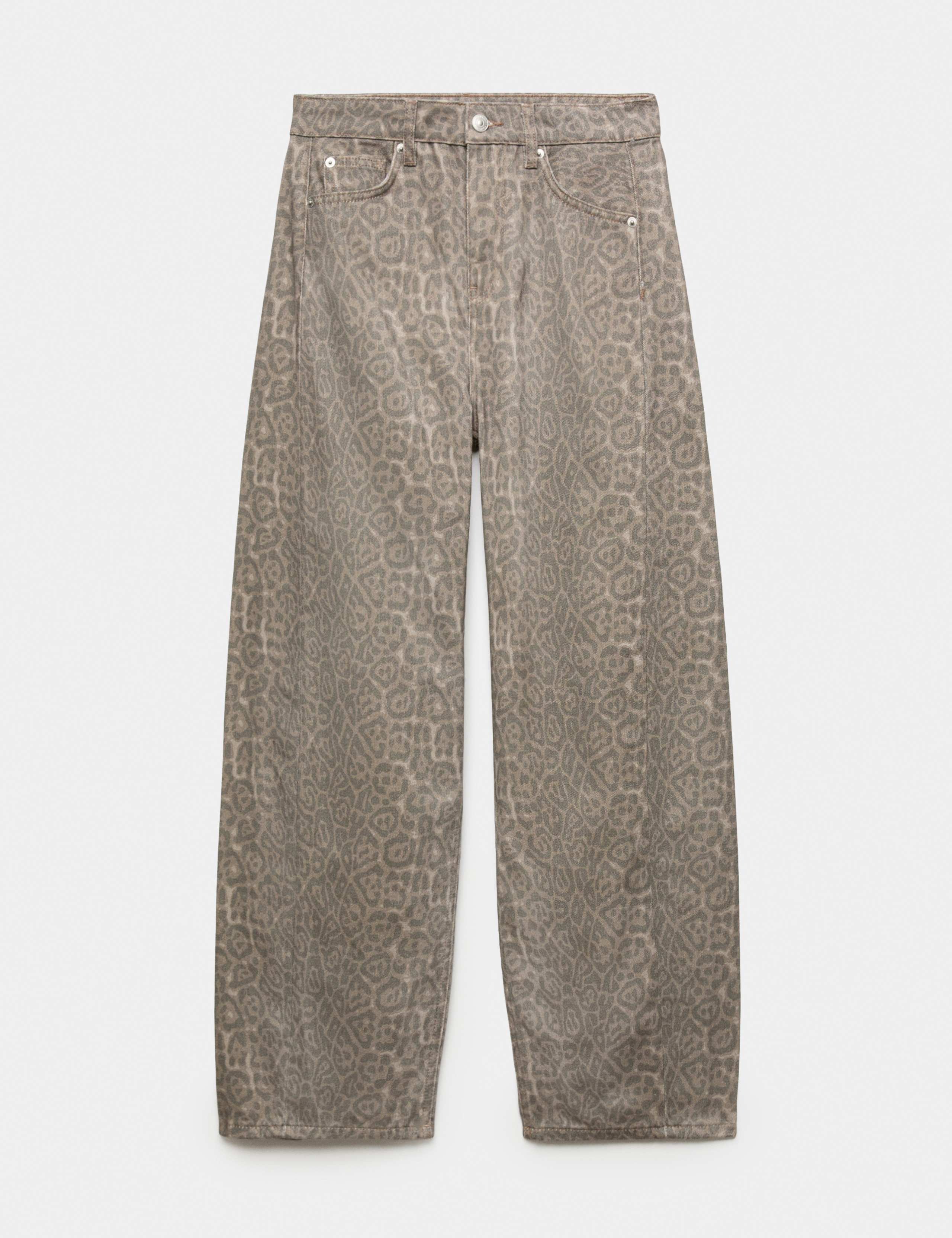 Mid Rise Animal Barrel Jeans