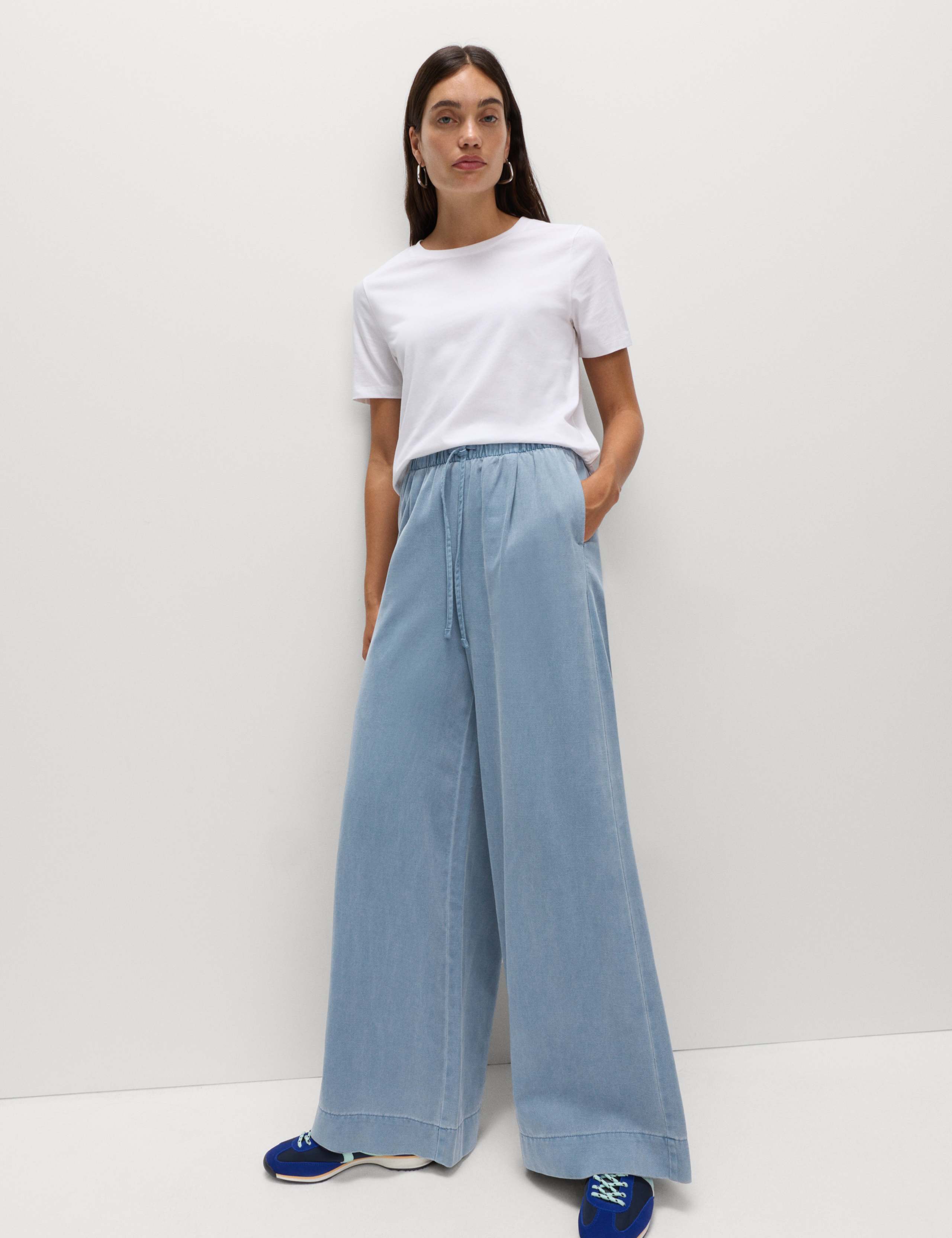 Cotton Wide Leg Trousers