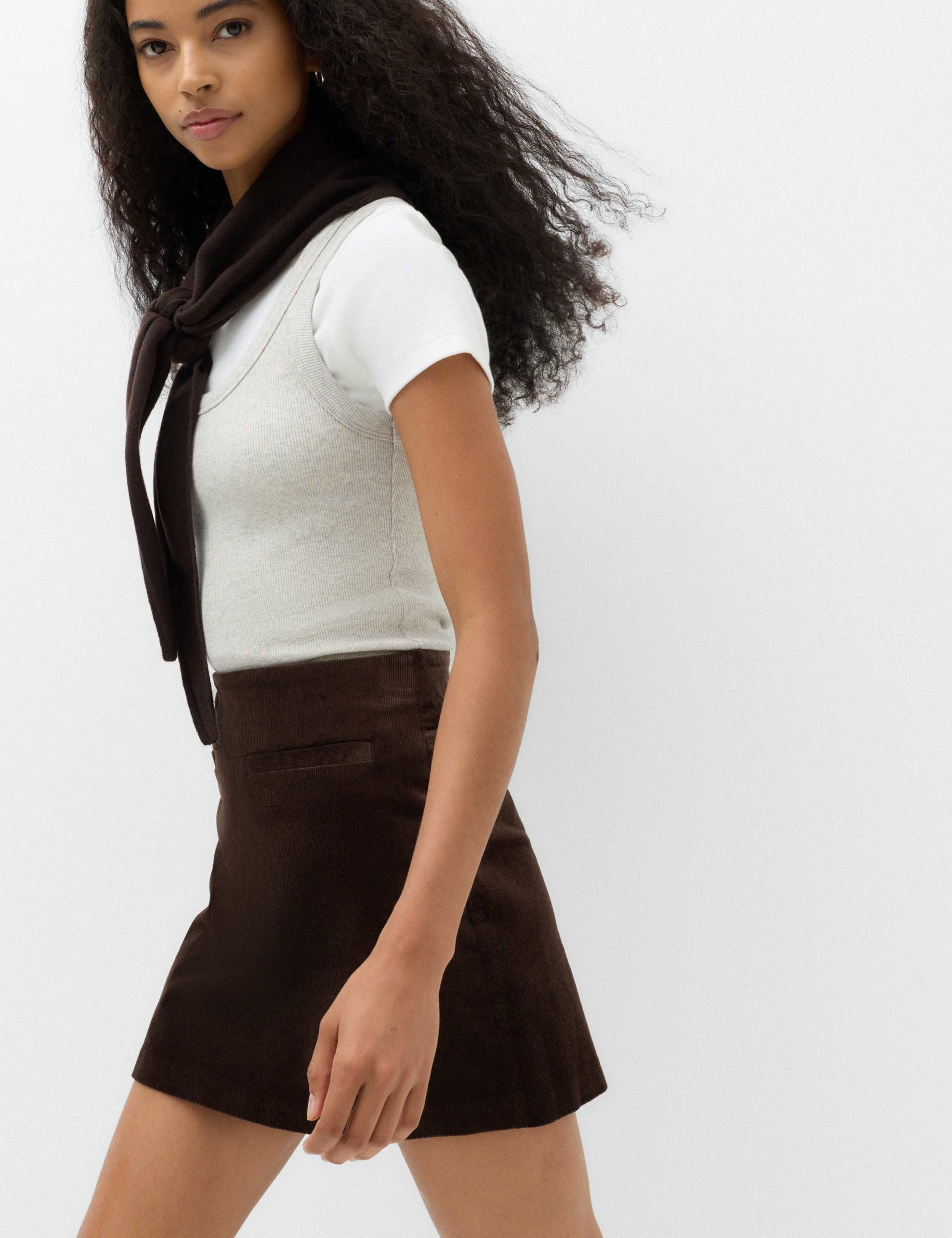 Textured Corduroy Mini Skirt