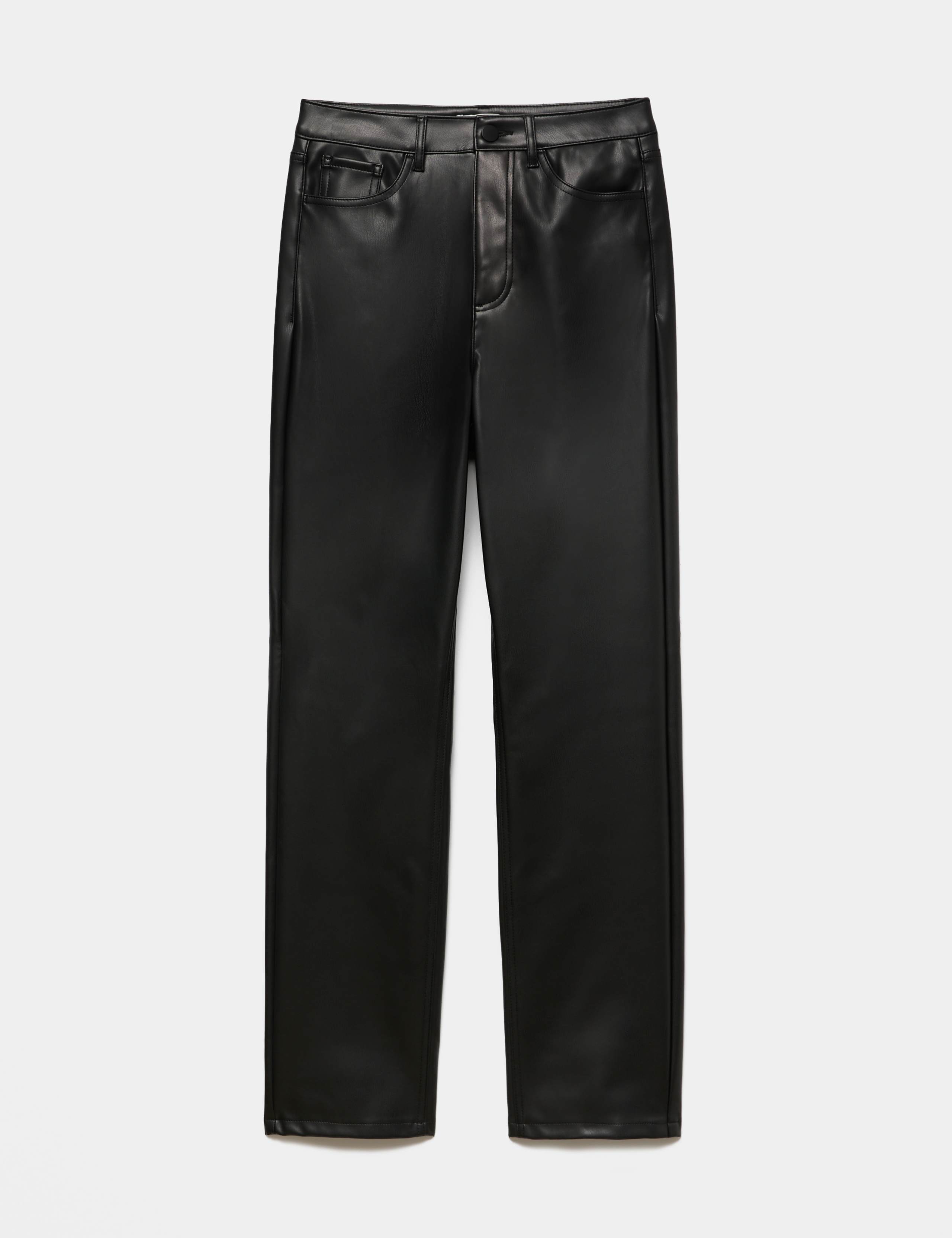 Faux Leather Straight Leg Trousers