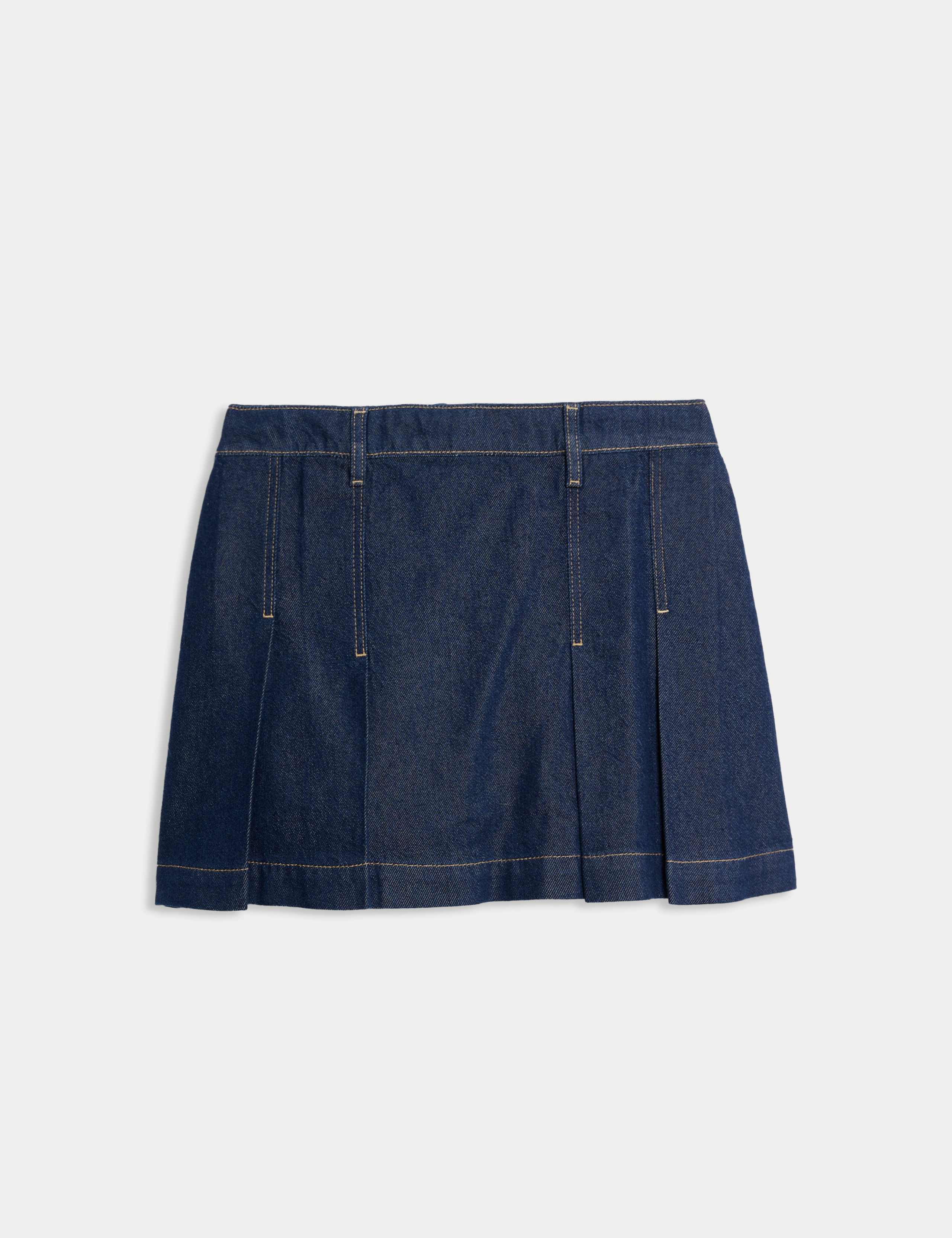 Cotton Rich Pleated Mini Skirt