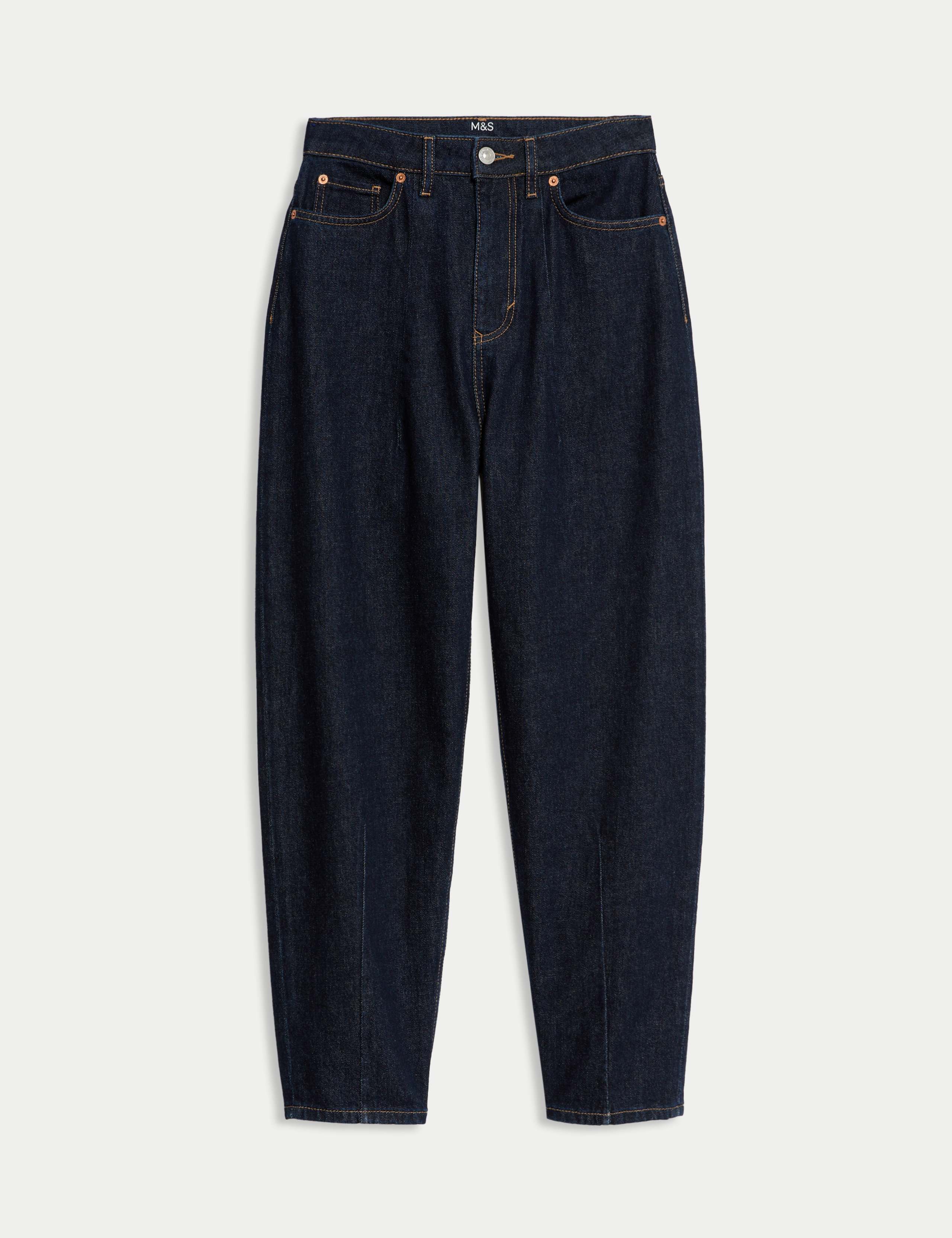 Mid Rise Dart Detail Barrel Jeans