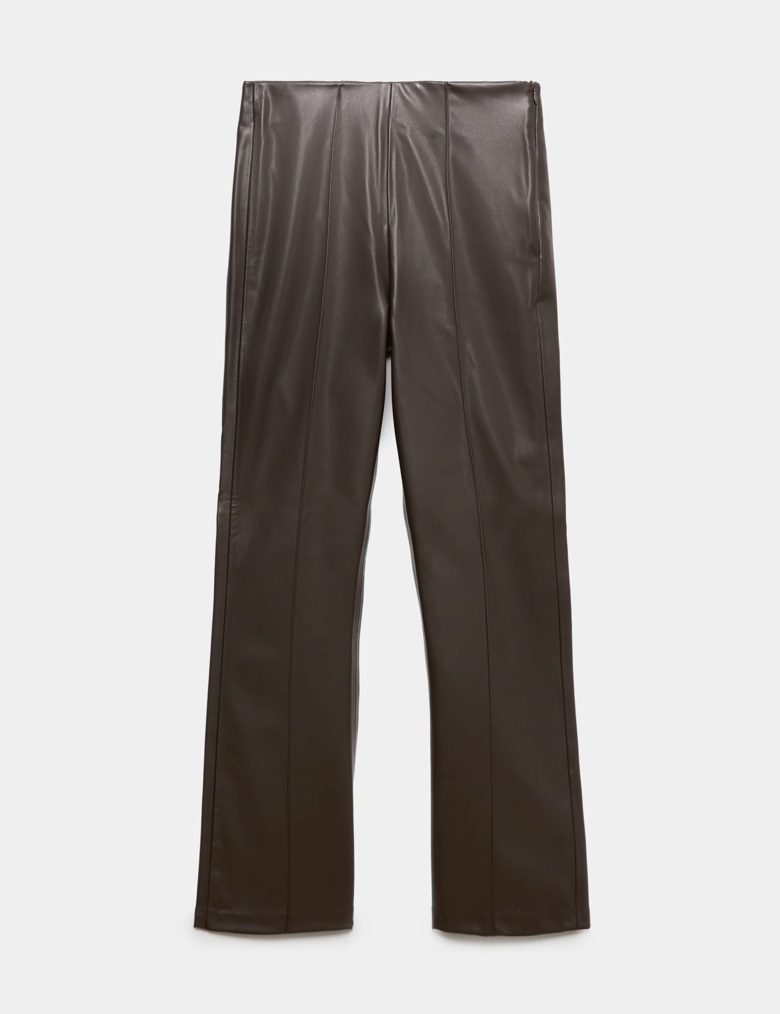 Faux Leather High Waisted Ankle Grazer Trousers