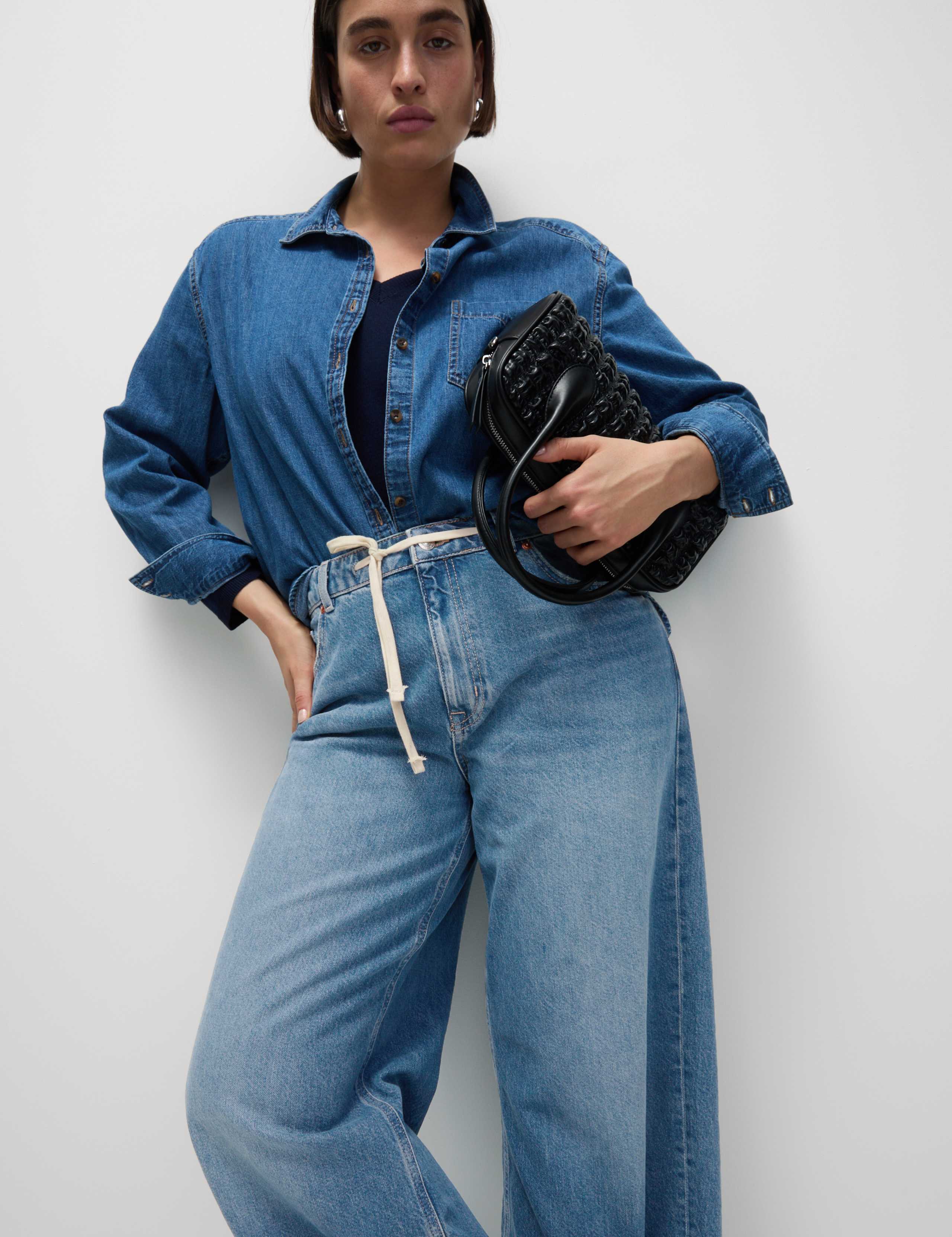 Mid Rise Wide Leg Jeans with Lyocell