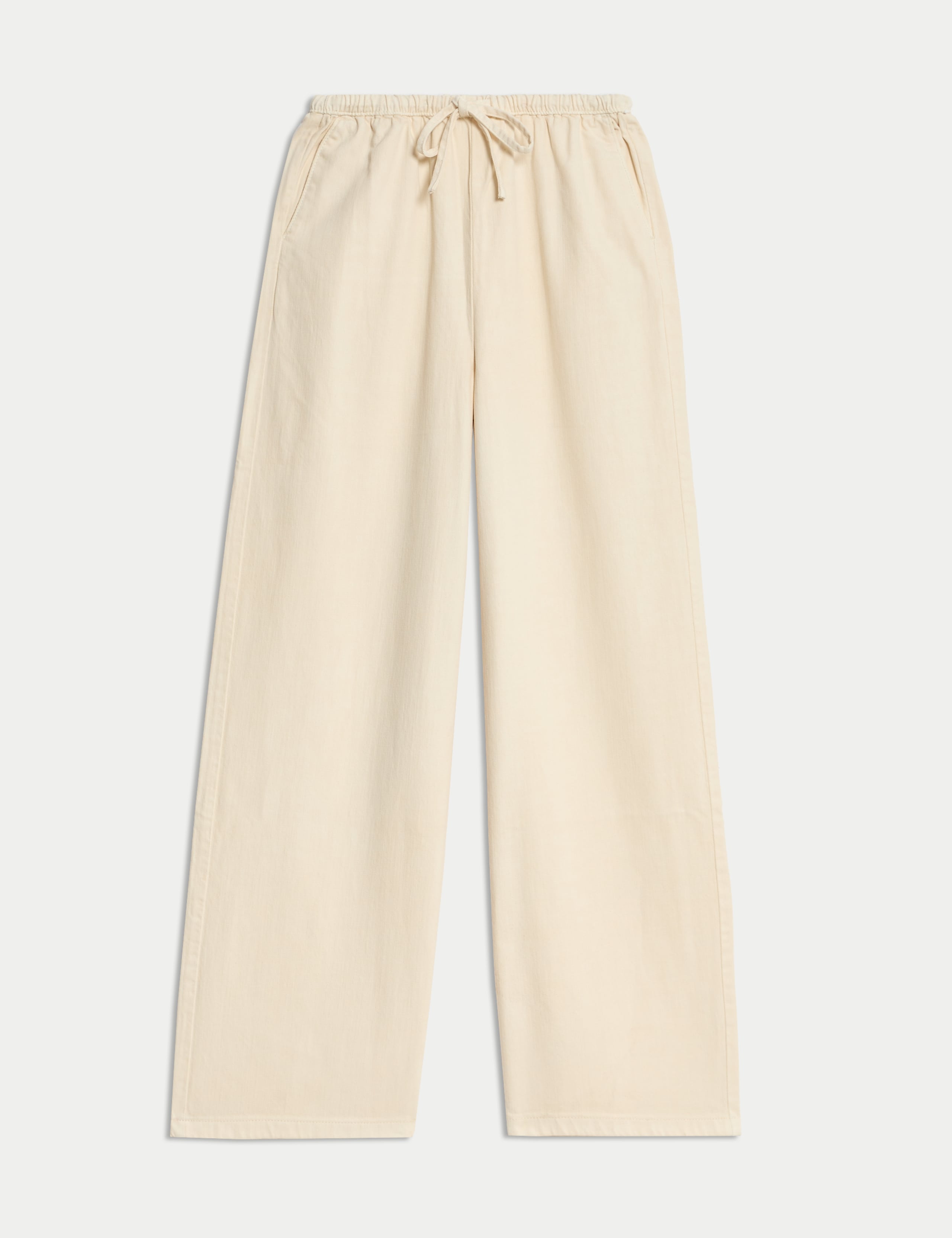 Denim Drawstring Wide-Leg Trousers