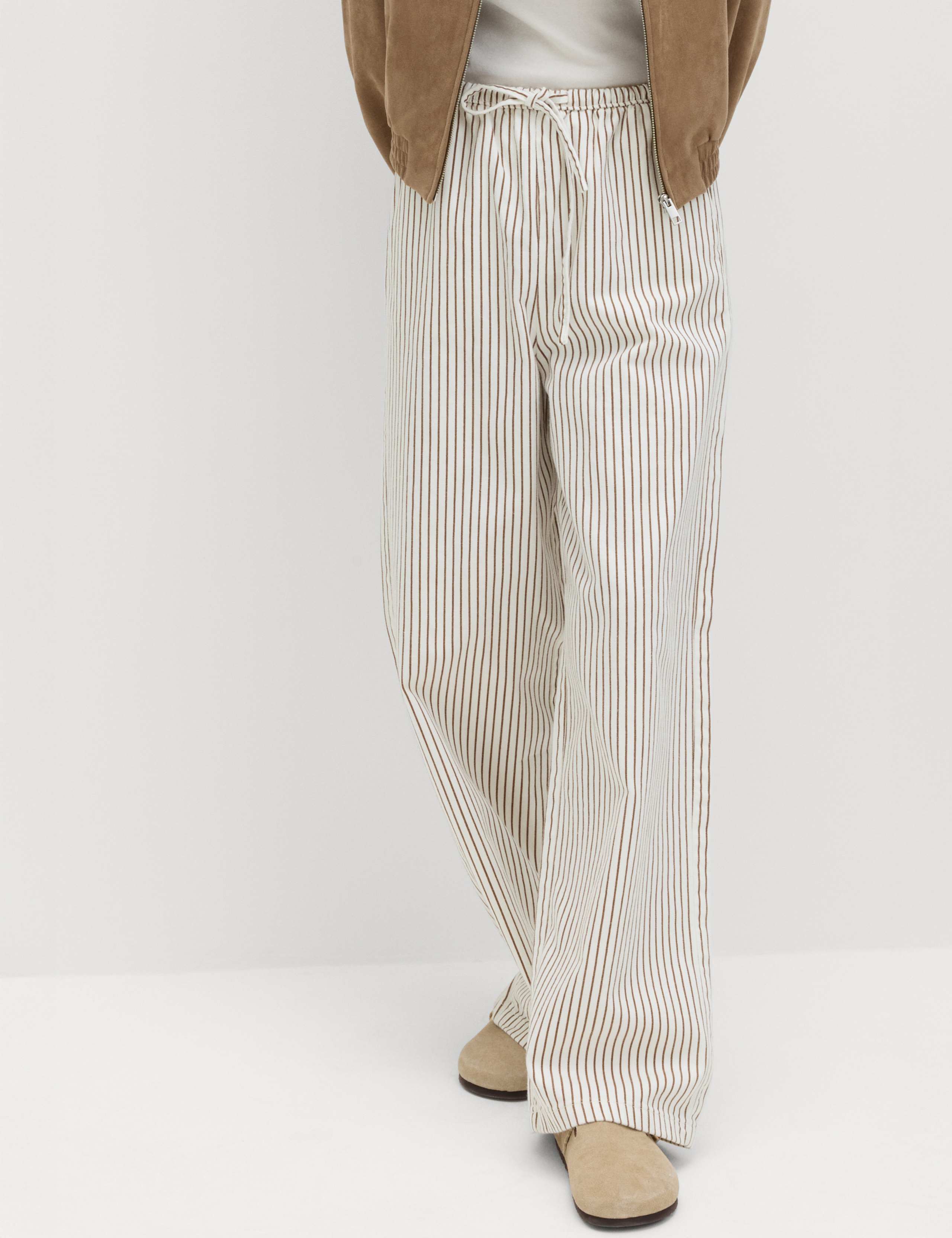 Denim Drawstring Wide-Leg Trousers