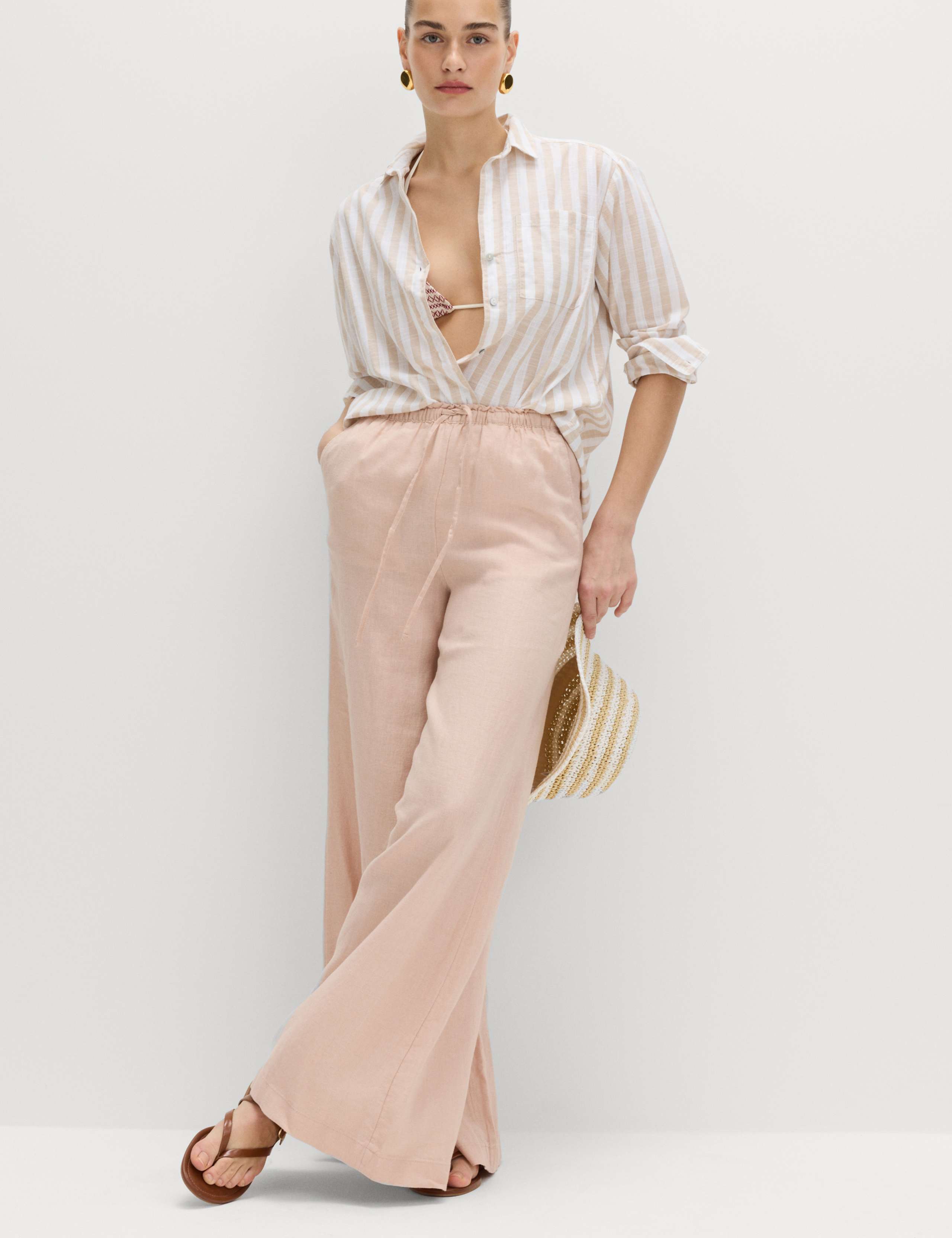 Pure Linen Palazzo Trousers