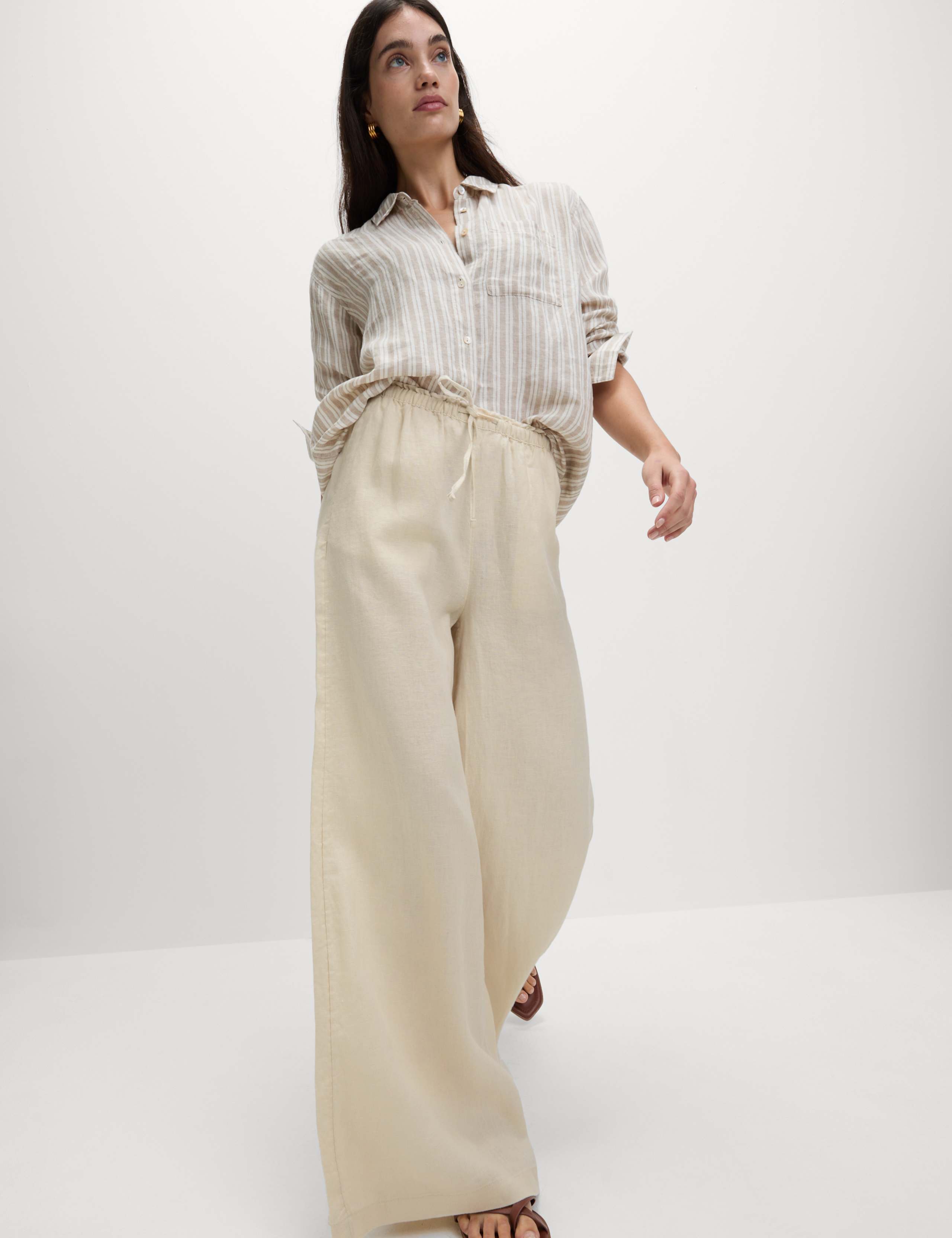 Pure Linen Palazzo Trousers
