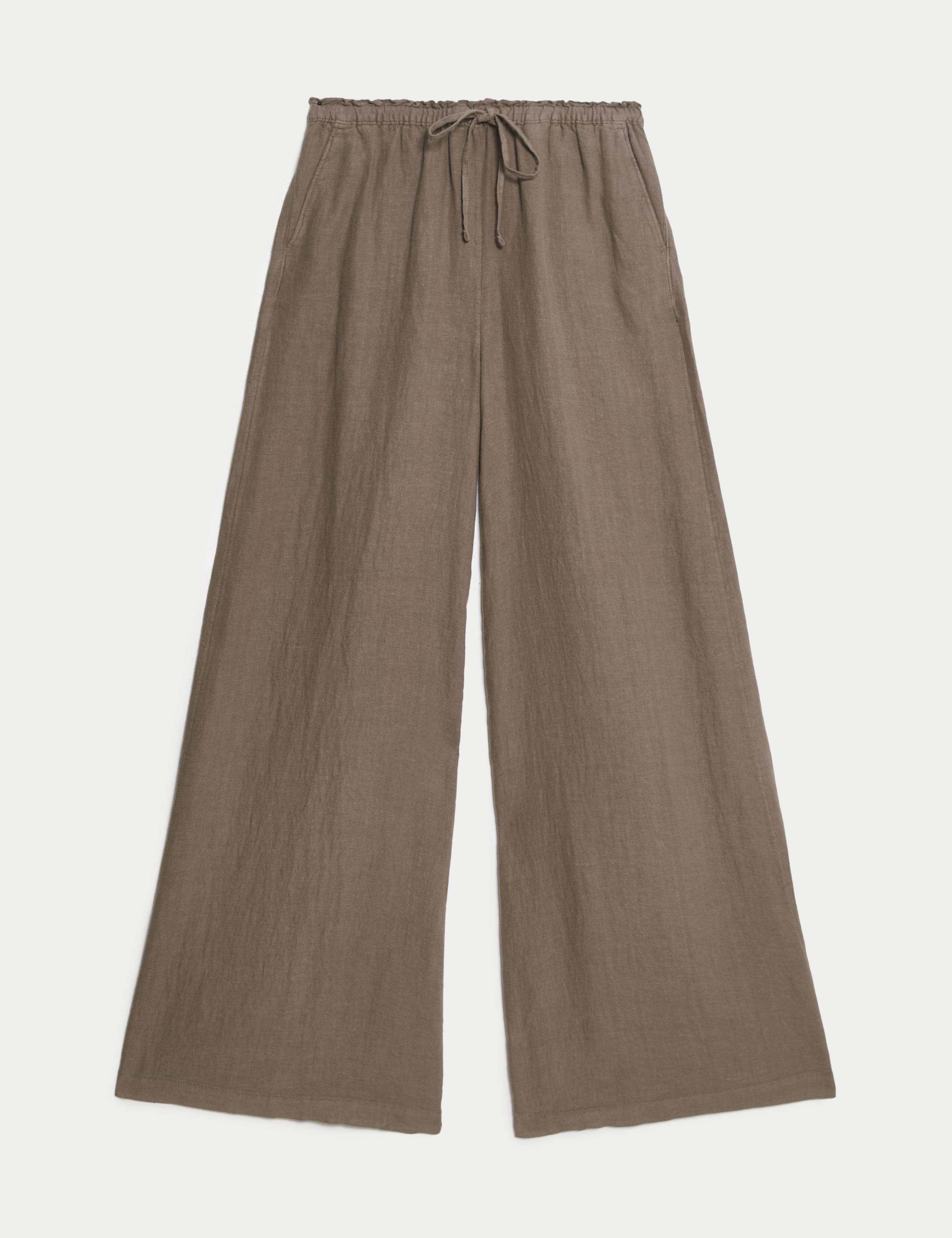 Pure Linen Wide Leg Palazzo Trousers