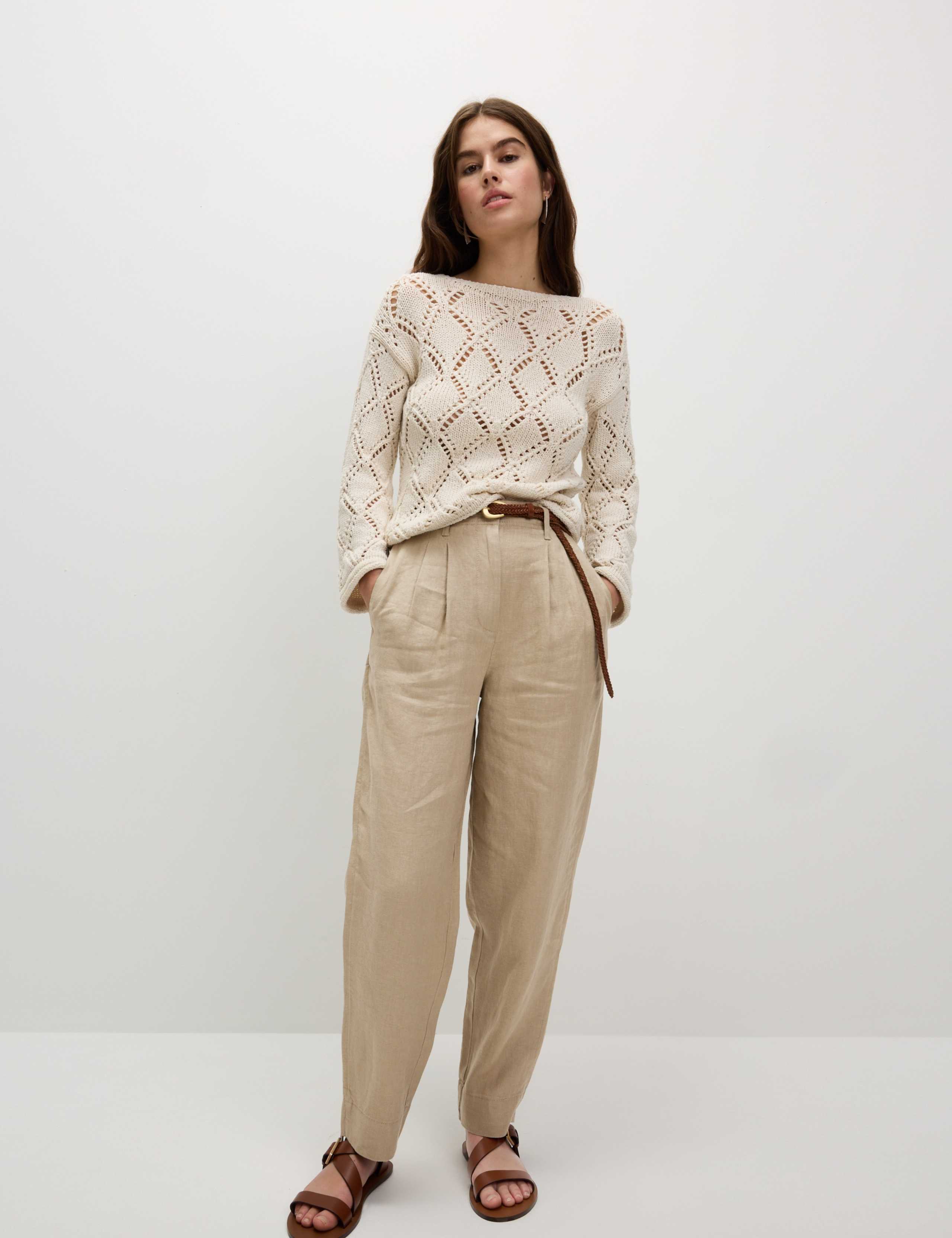 Pure Linen Tapered Trousers
