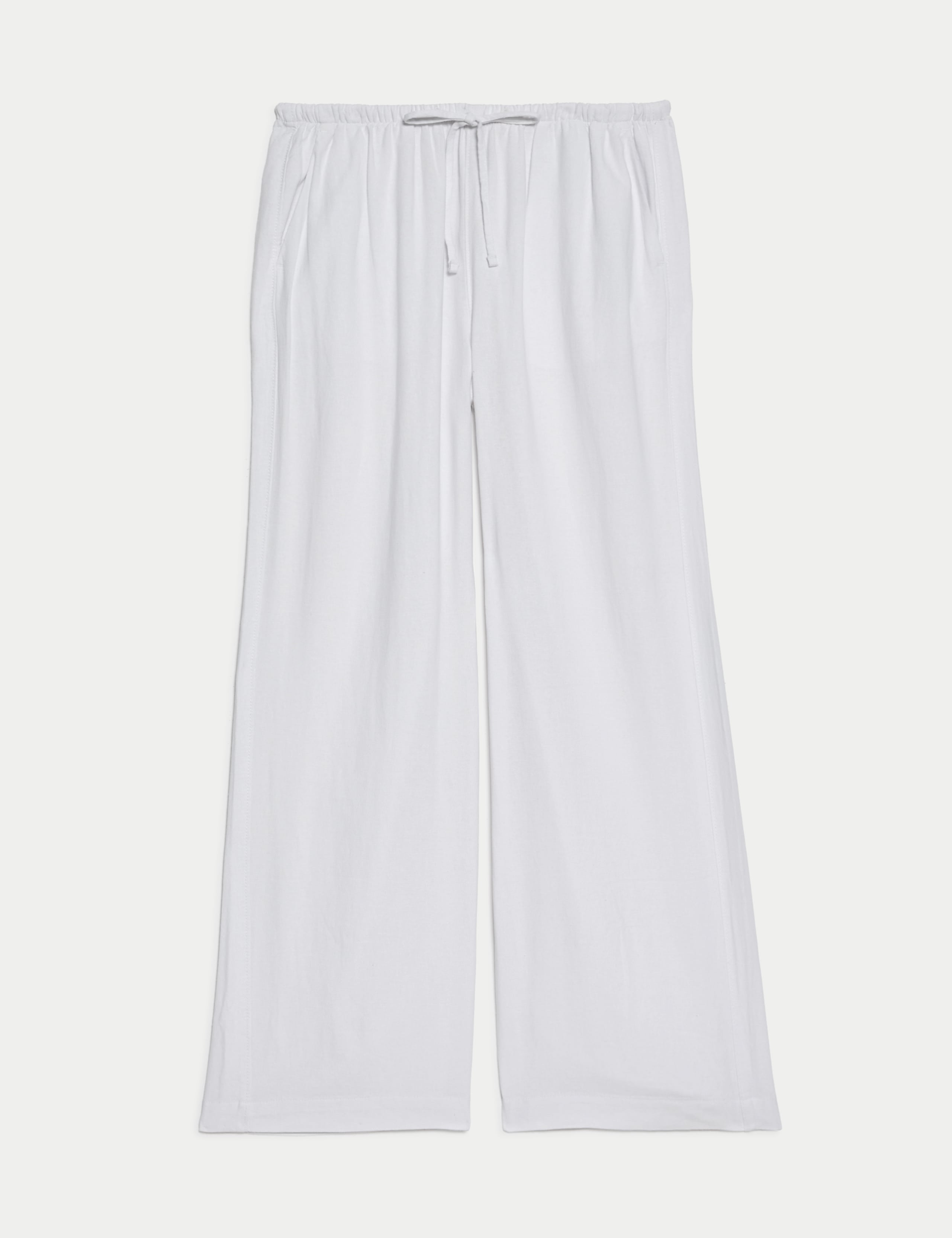 Linen Blend Wide Leg Trousers