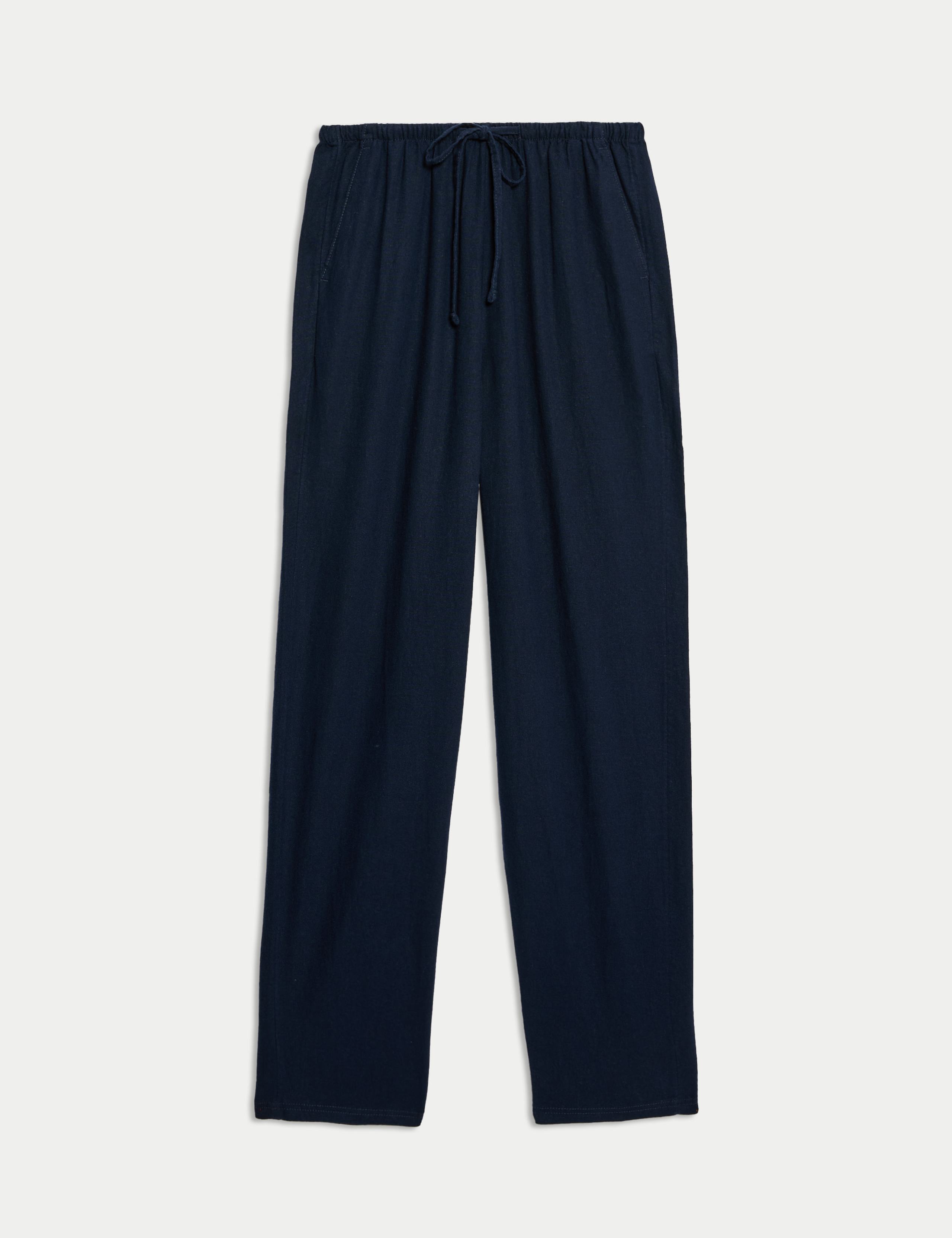 Linen-Rich Drawstring Tapered Trousers
