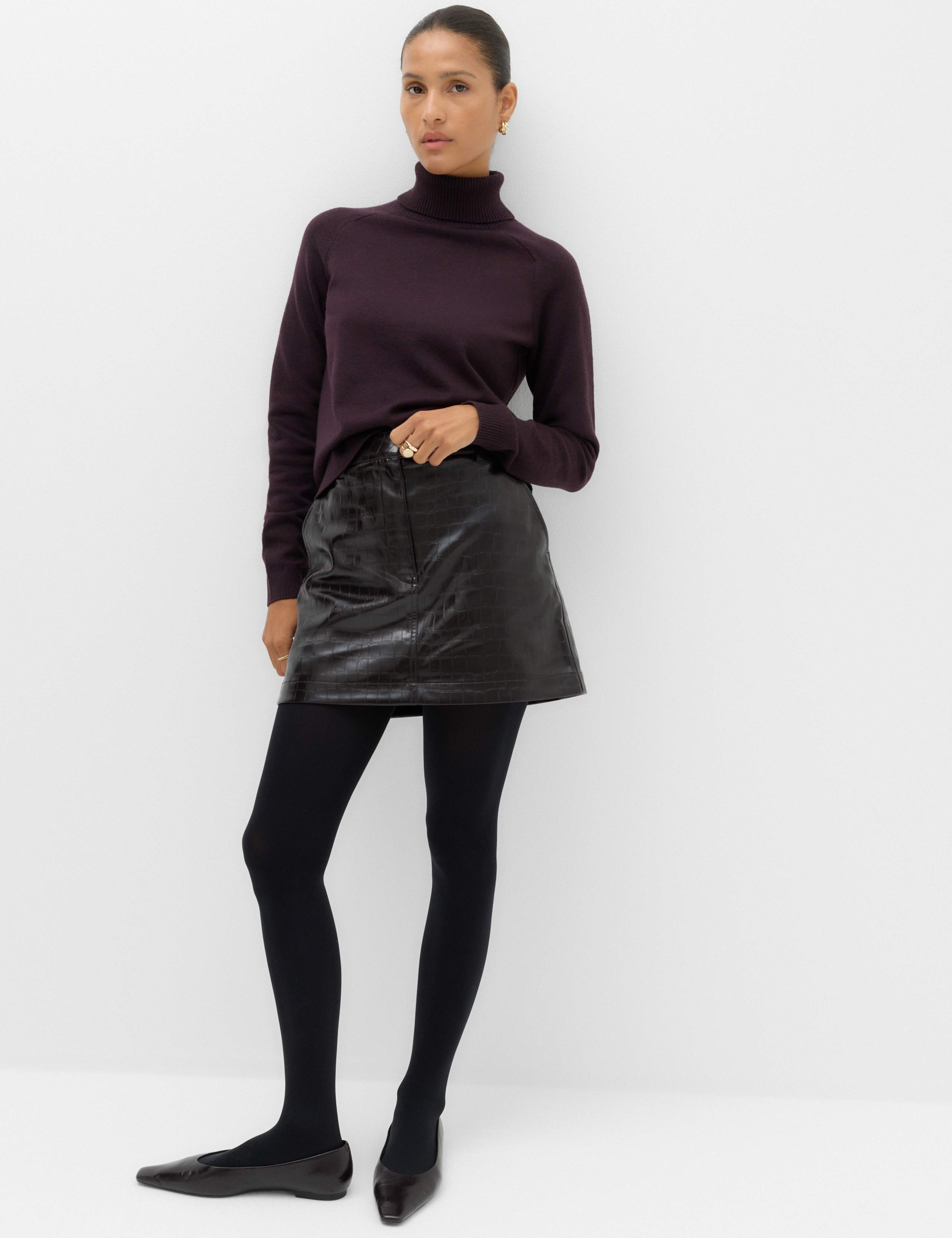 Faux Leather Croc Mini Skirt