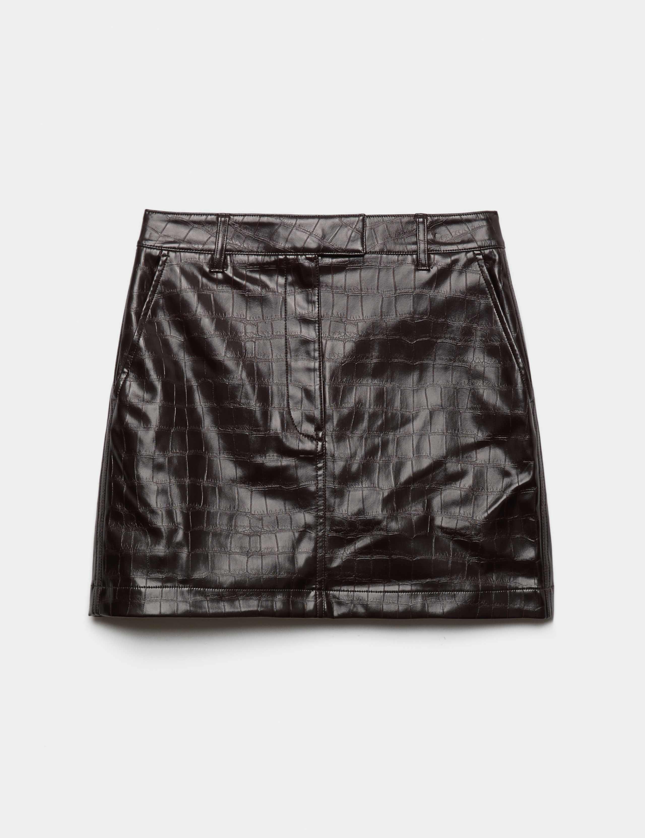 Faux Leather Croc Mini Skirt