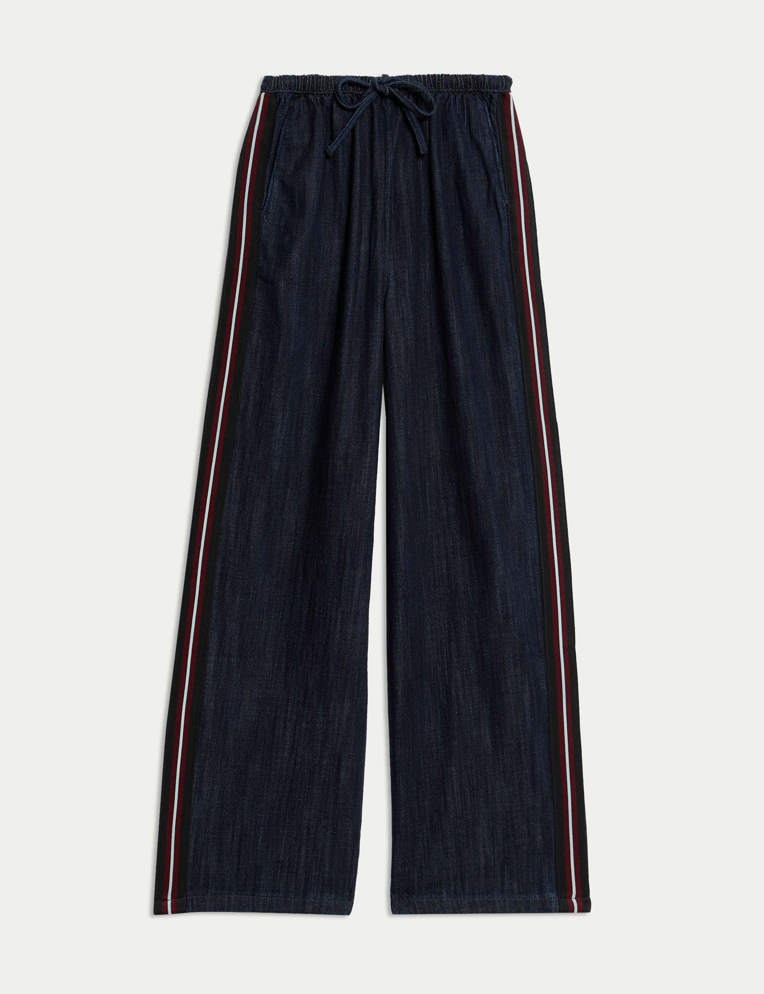 Denim Drawstring Wide Leg Trouser