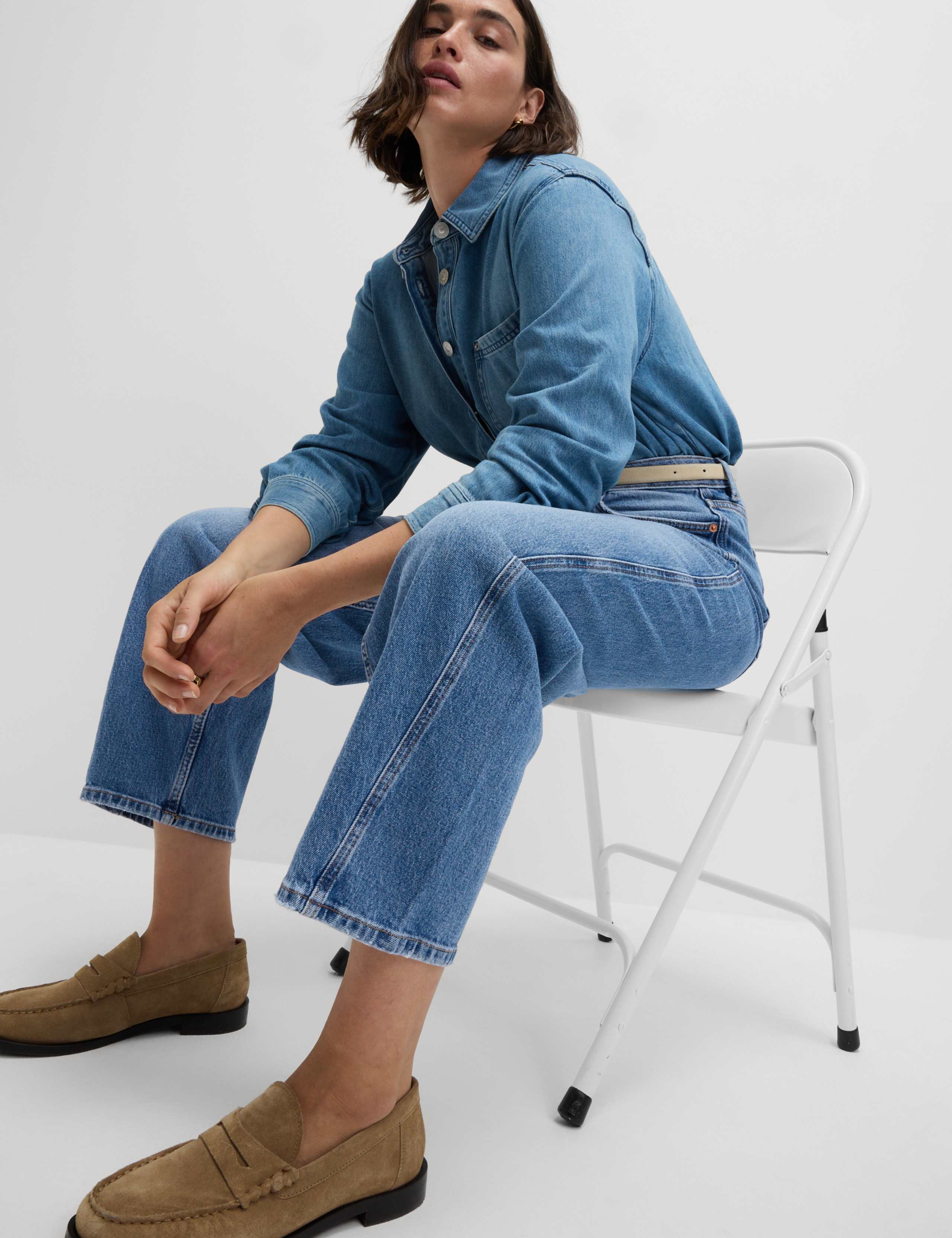 High Waisted Carrot Leg Ankle Grazer Jeans