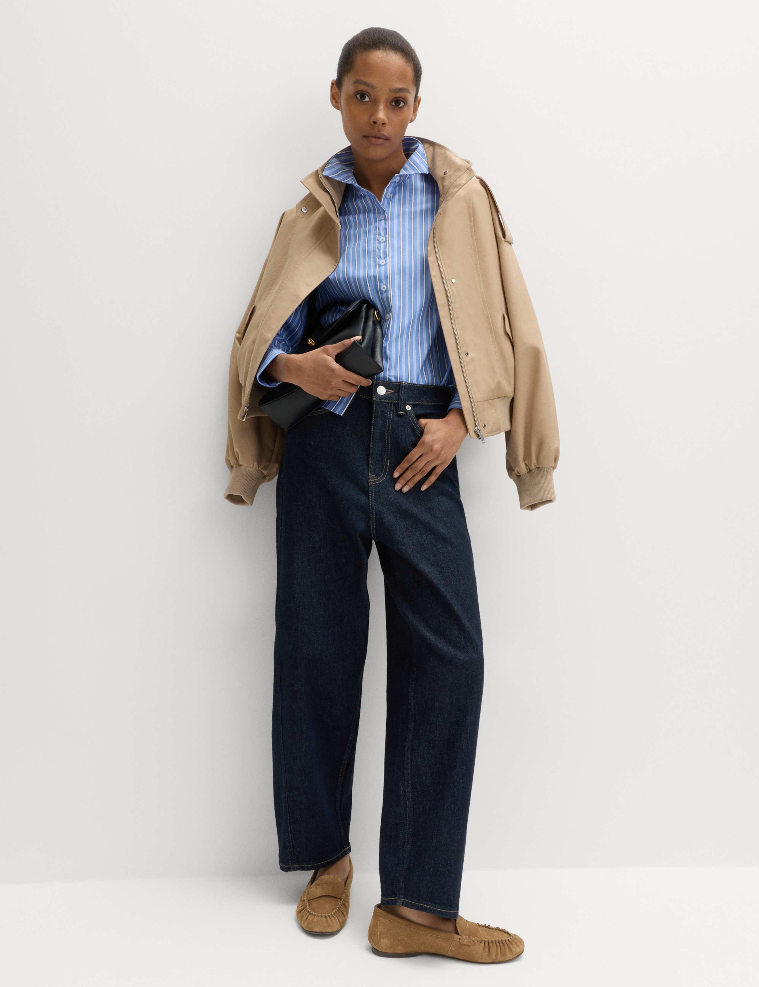 High Waisted Carrot Leg Ankle Grazer Jeans