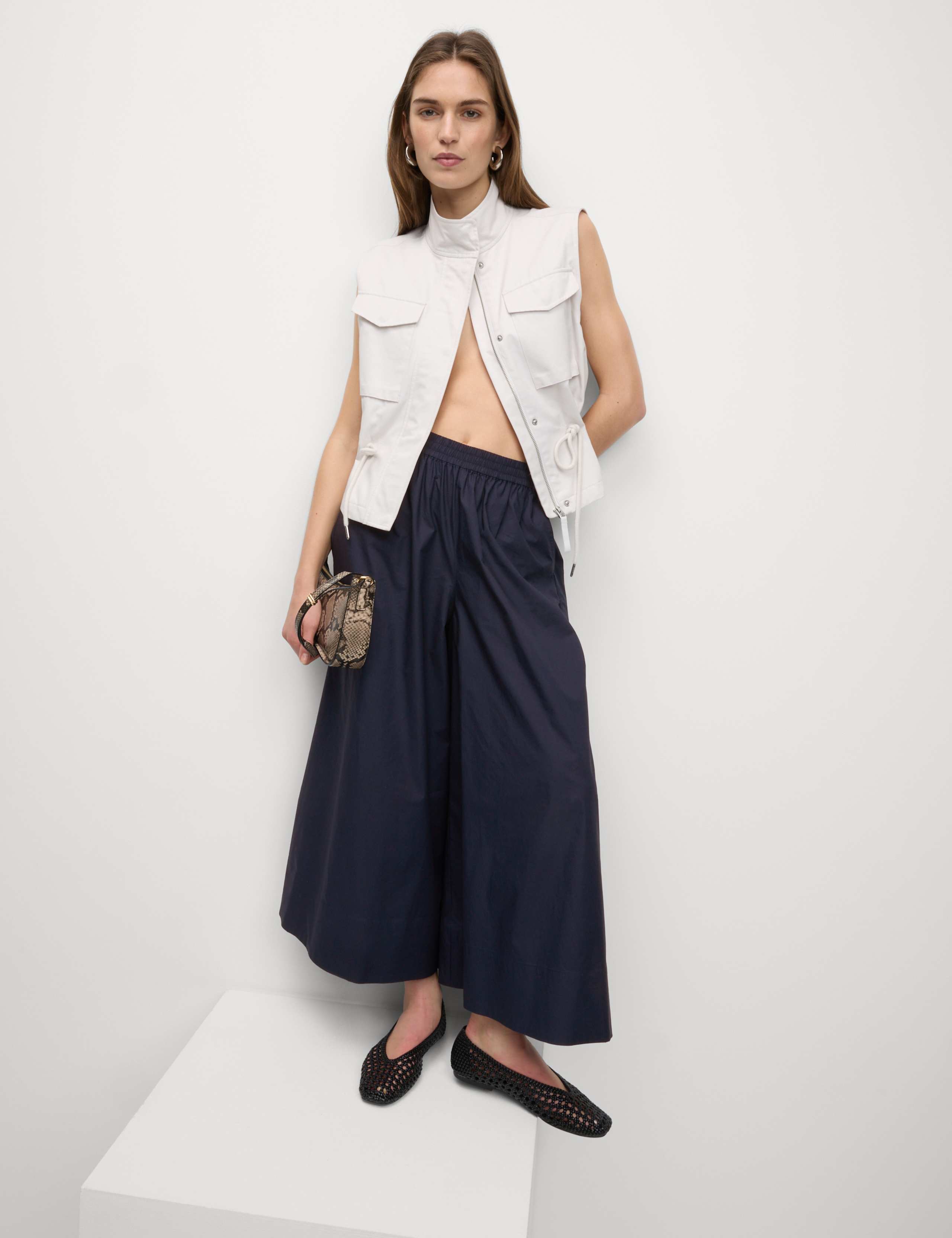 Pure Cotton Palazzo Cropped Trousers