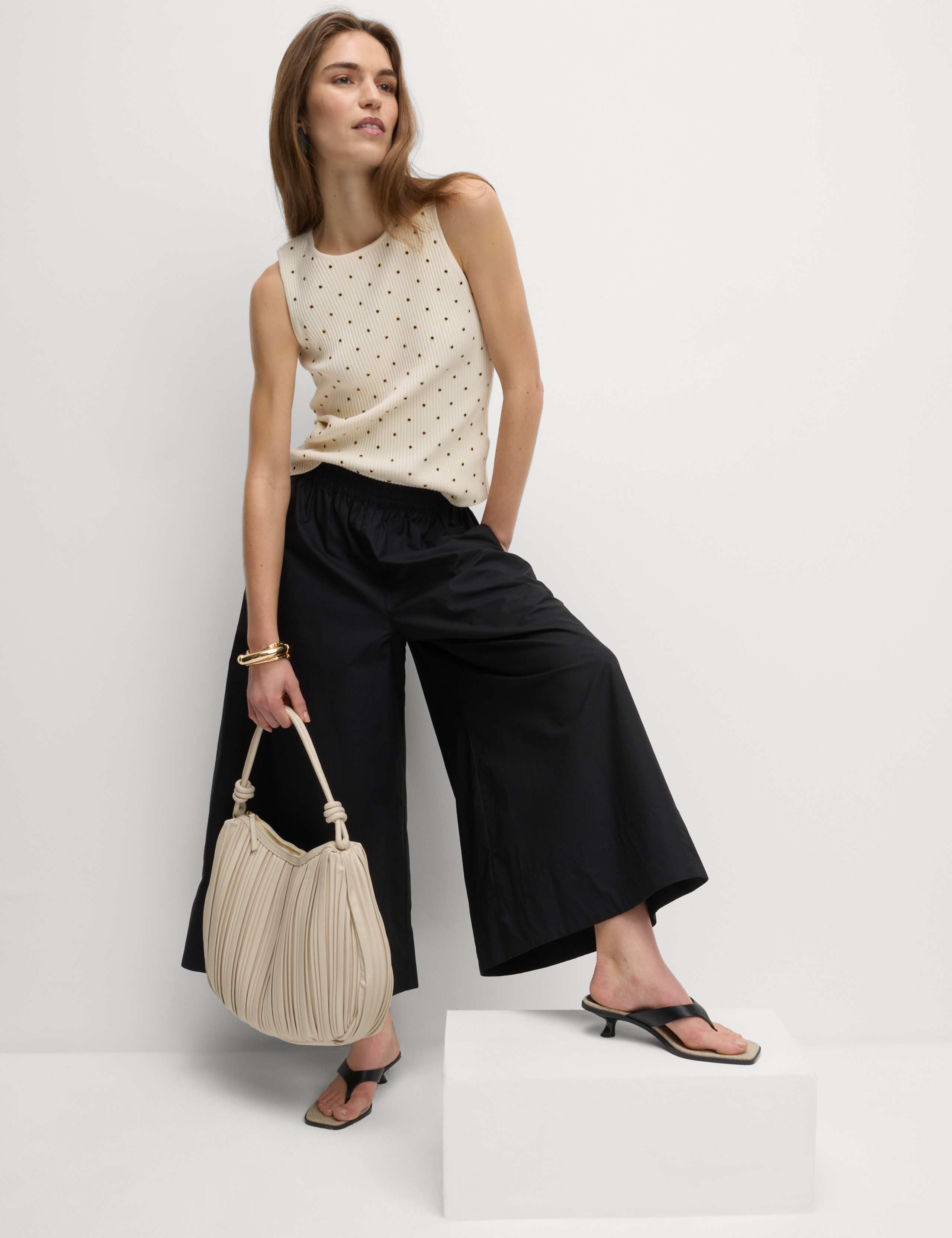 Pure Cotton Palazzo Cropped Trousers