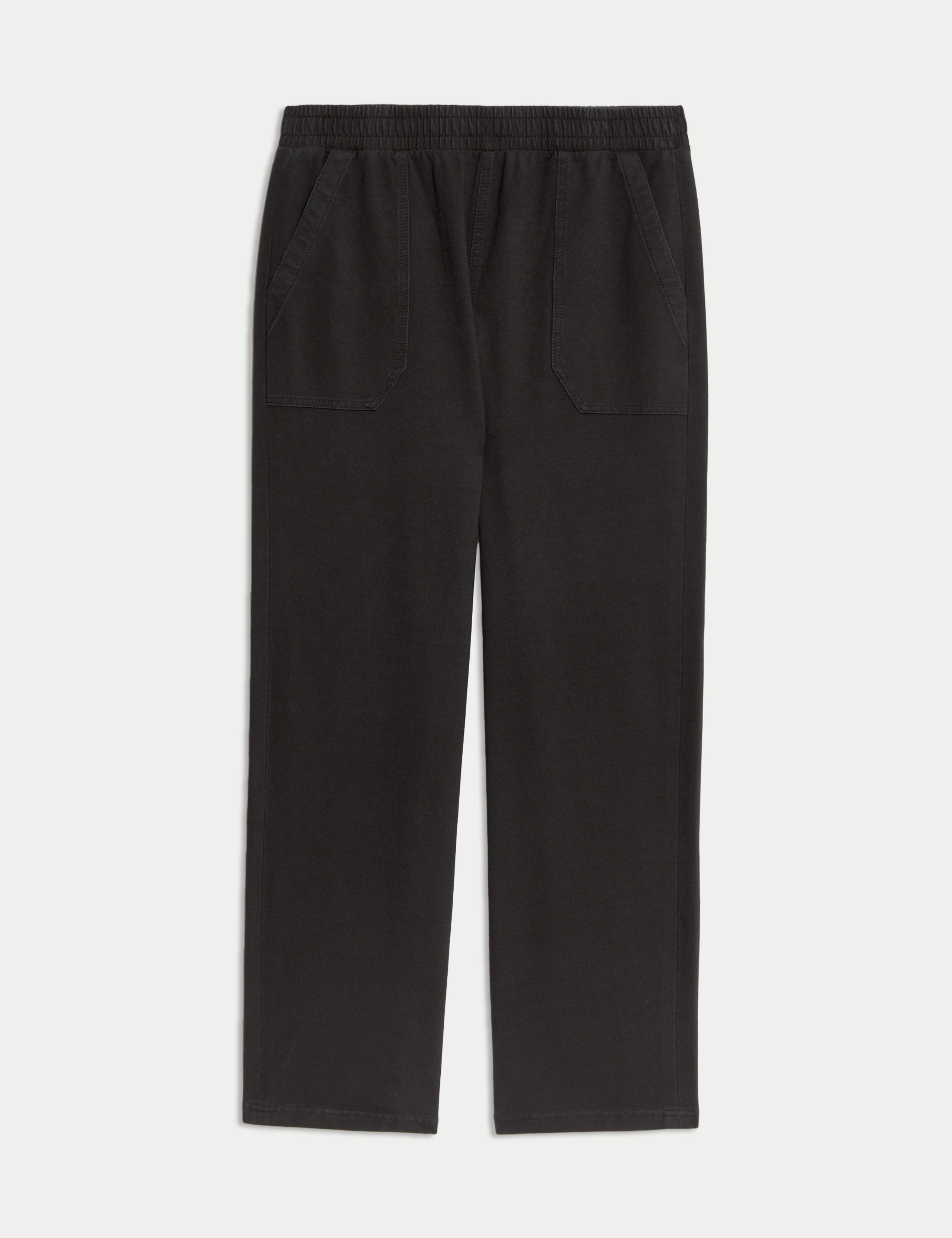 Denim Jersey Straight Leg Trousers