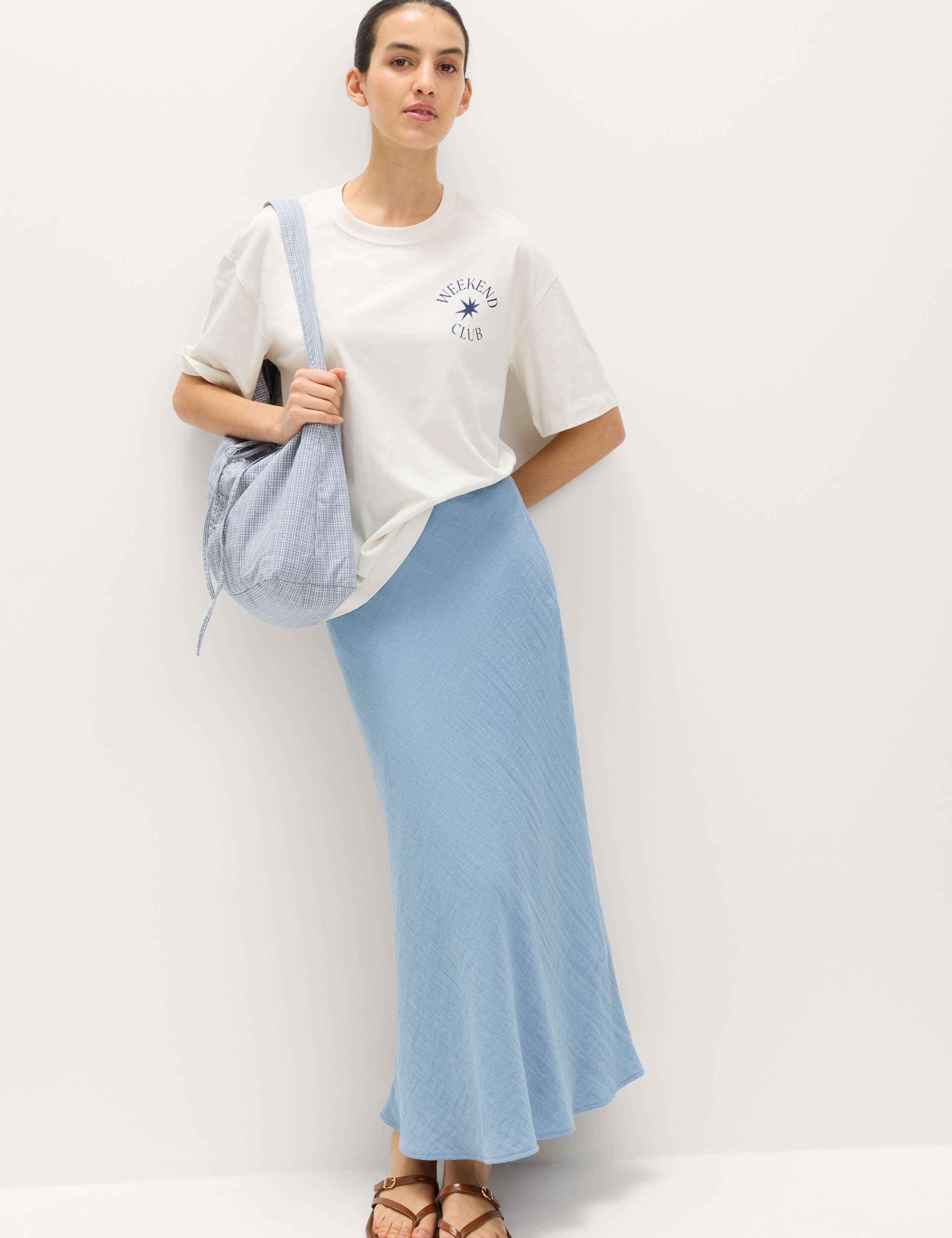 Linen Look Midaxi Slip Skirt