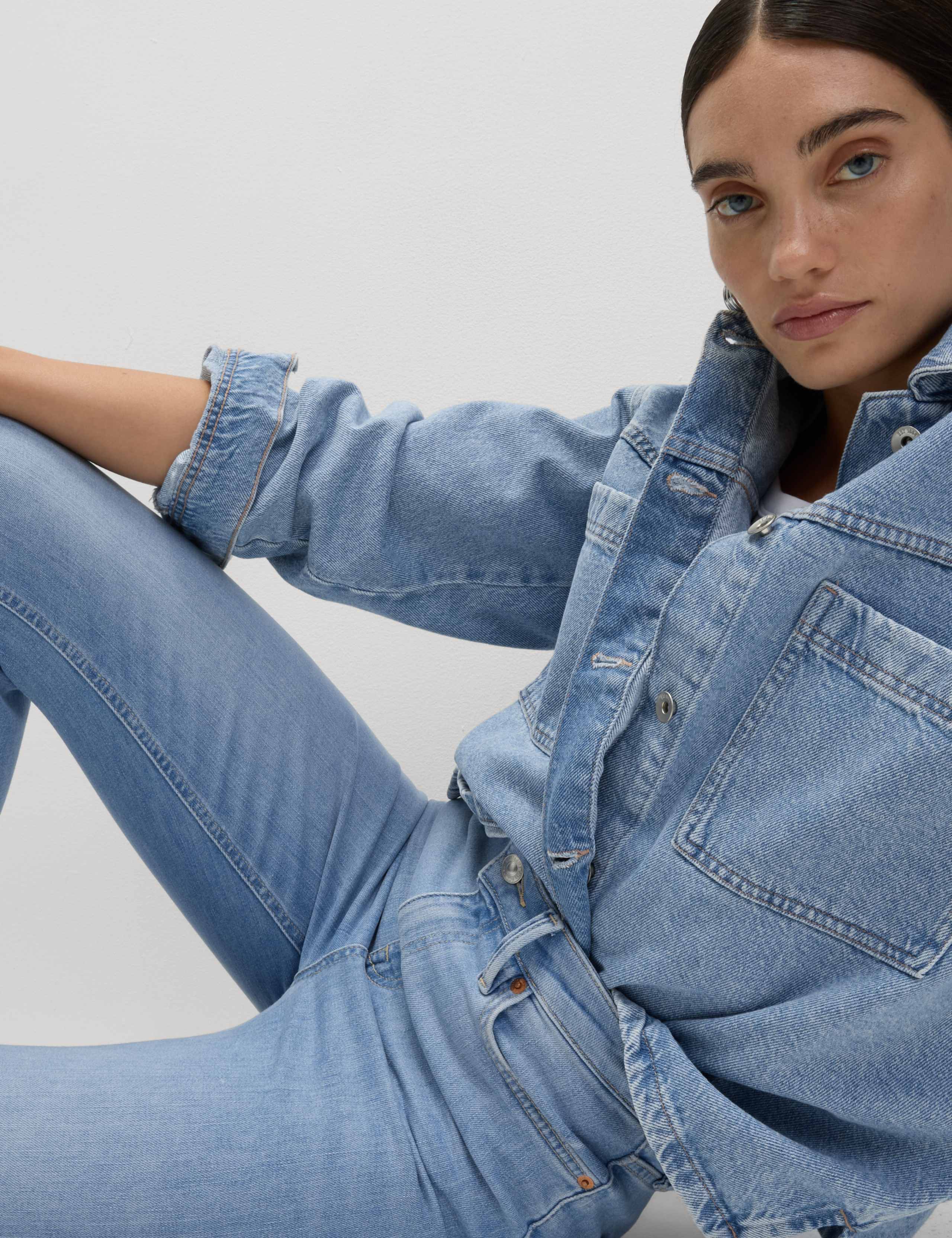High Waisted Slim Flare Cropped Jeans